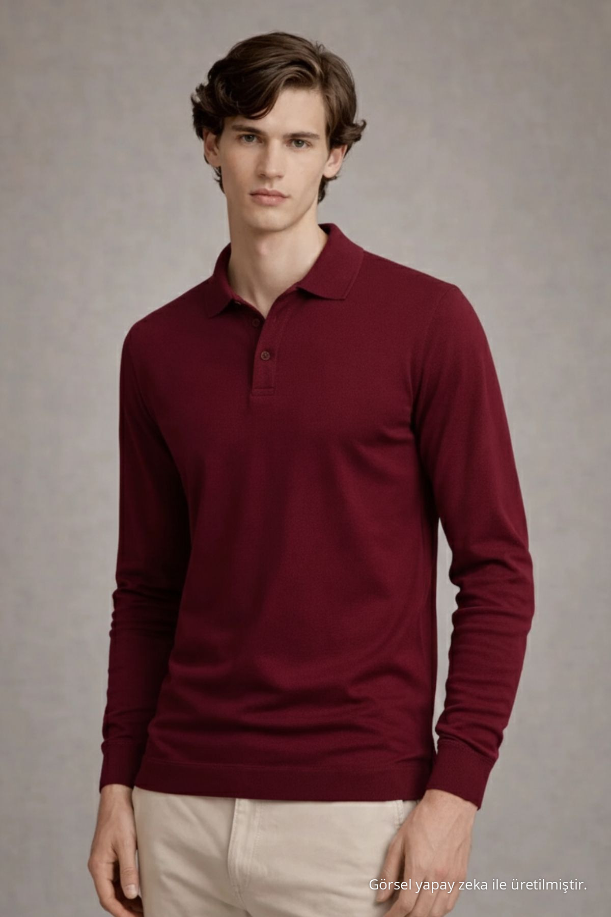 Erkek Salaş Bordo Polo Yaka Triko Kazak 5