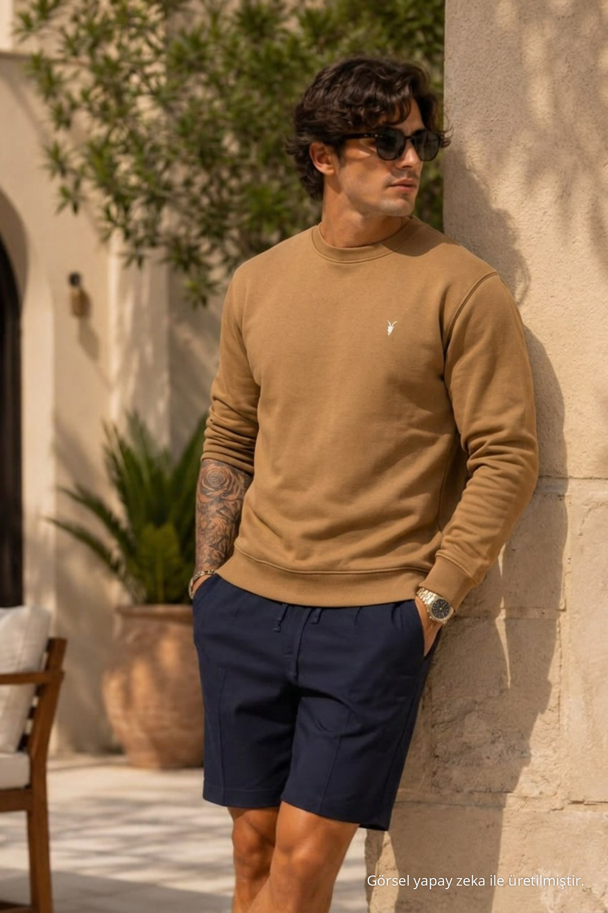 Örme Uzun Kollu Karamel Erkek Sweatshirt 3