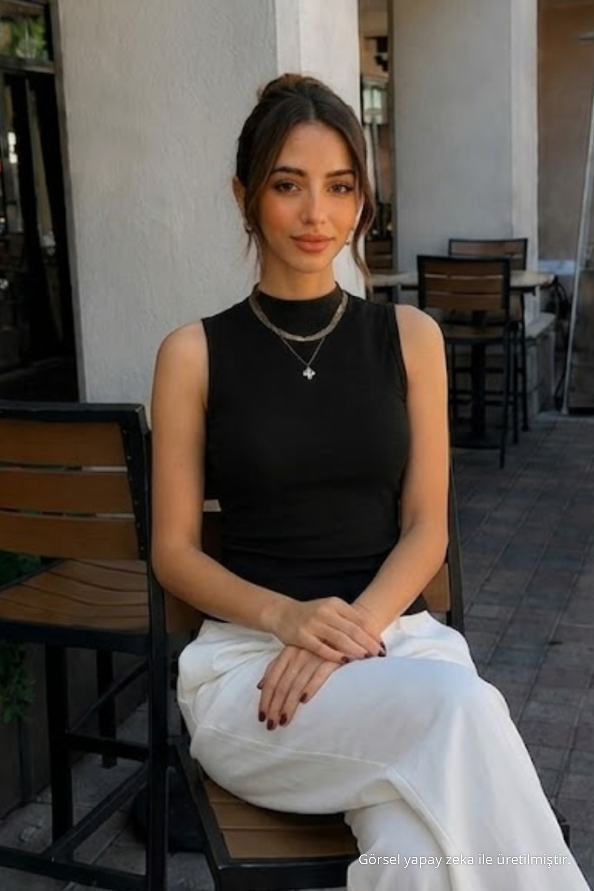 Kadın Kolsuz Yazlık Dar Siyah Şık Crop Bluz 4