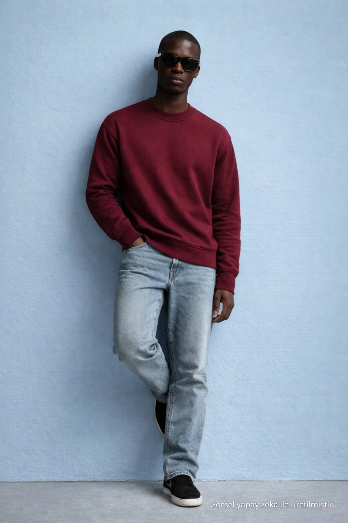 Erkek Kışlık Bordo Oversize Sweatshirt 3