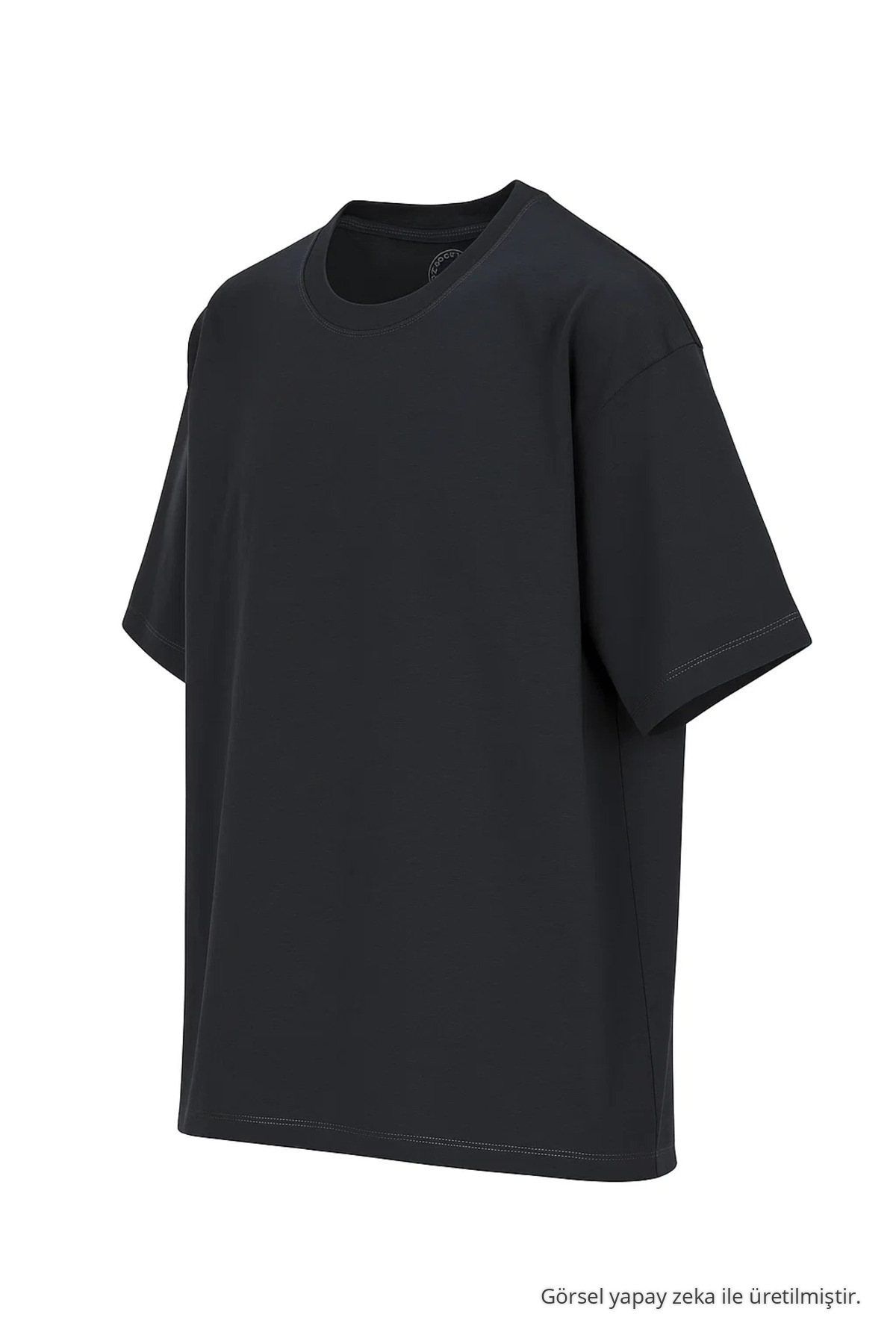 Erkek %100 Organik Pamuklu Kalın Dokulu Comfort Fit Bisiklet Yakalı Füme T-shirt 5