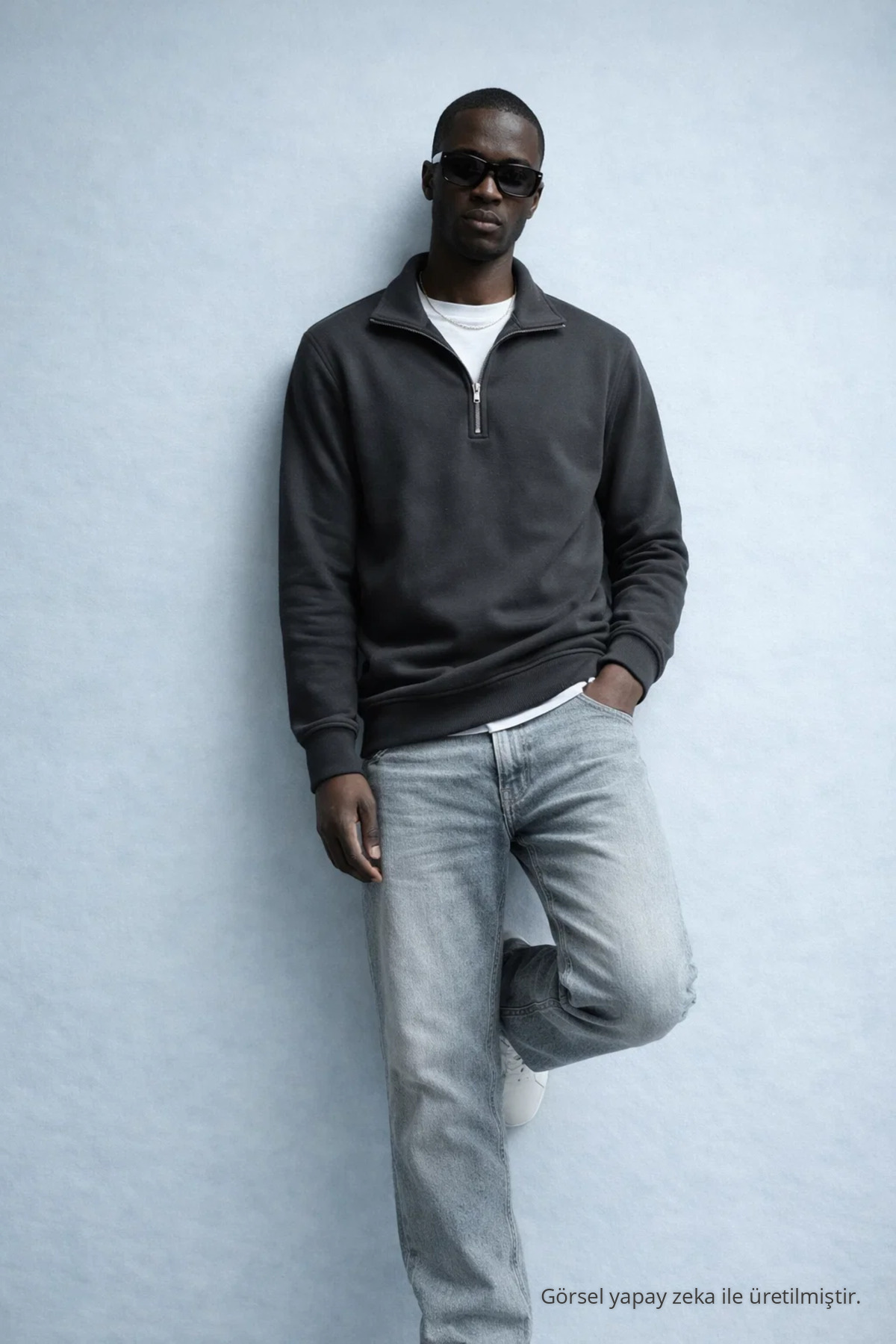 Erkek Kışlık Örme Yaka Füme Sweatshirt 3