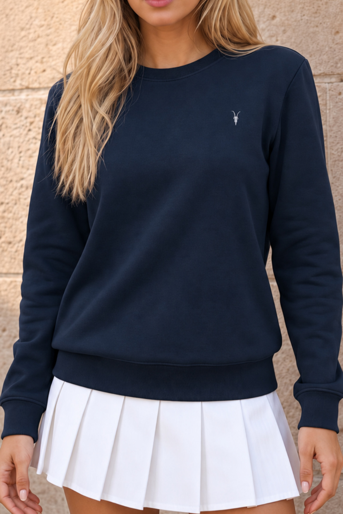 Kadın Bisiklet Yaka Mevsimlik LACİVERT Sweatshirt 5