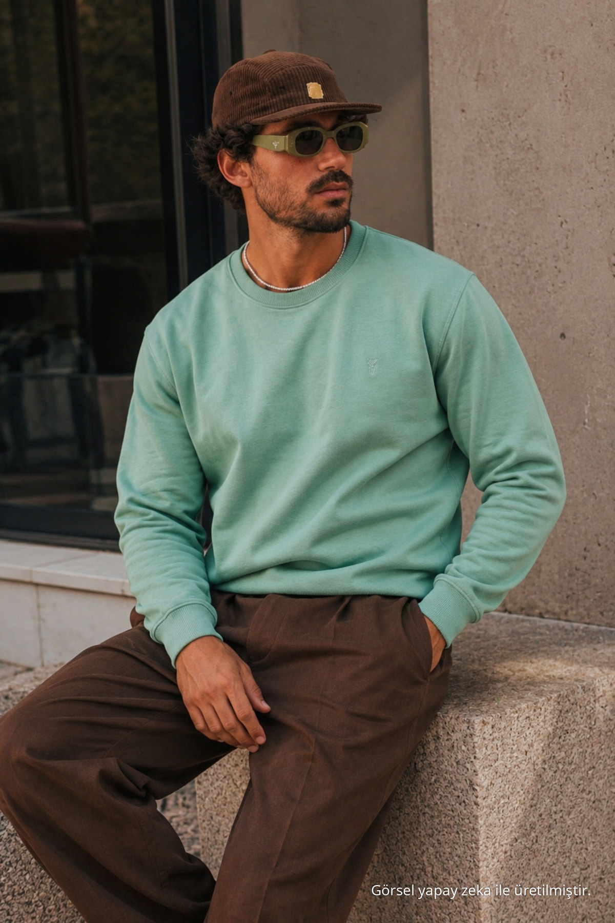 Çağla Bol Kesim Rahat Erkek Sweatshirt 5