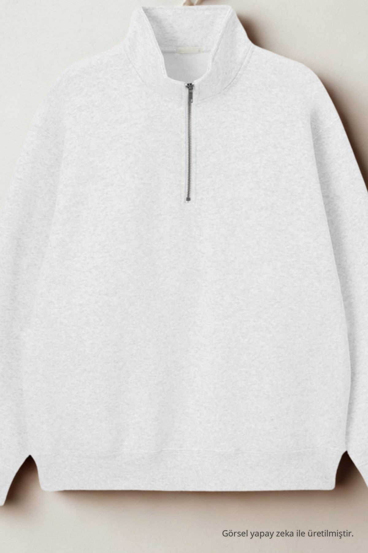 Erkek Yarım Fermuarlı Bol GRİ Sweatshirt 6