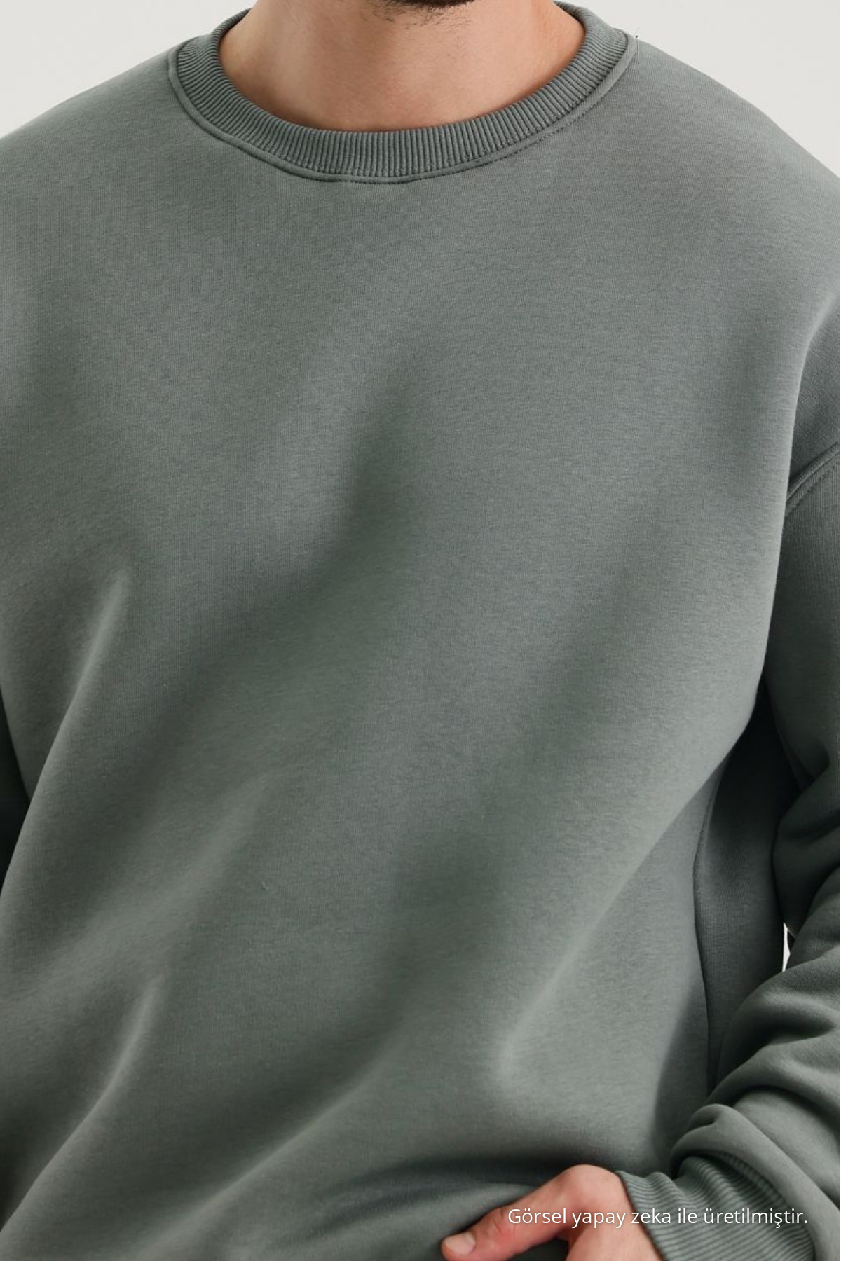 Erkek Bisiklet Yaka Salaş Küf Sweatshirt 5