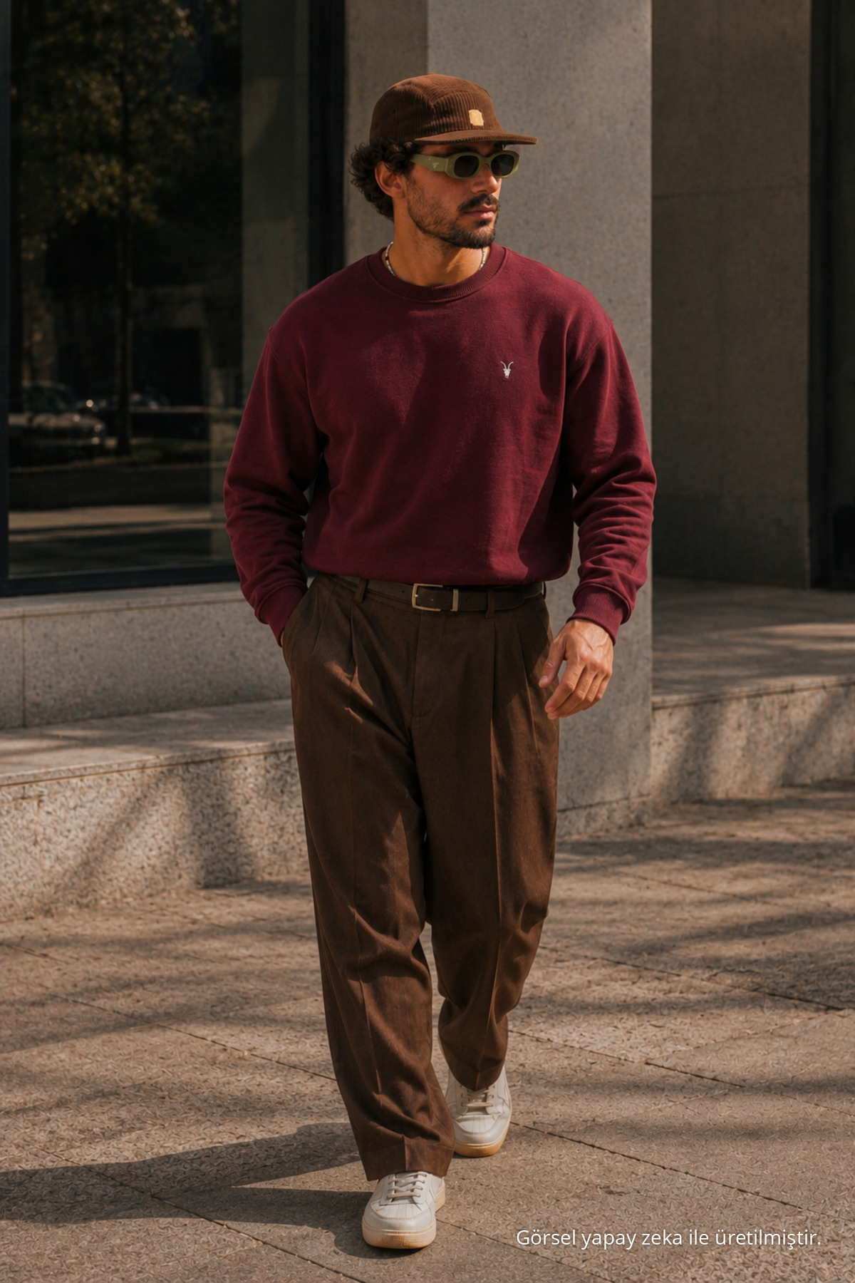 Bordo Bol Kesim Rahat Erkek Sweatshirt 6