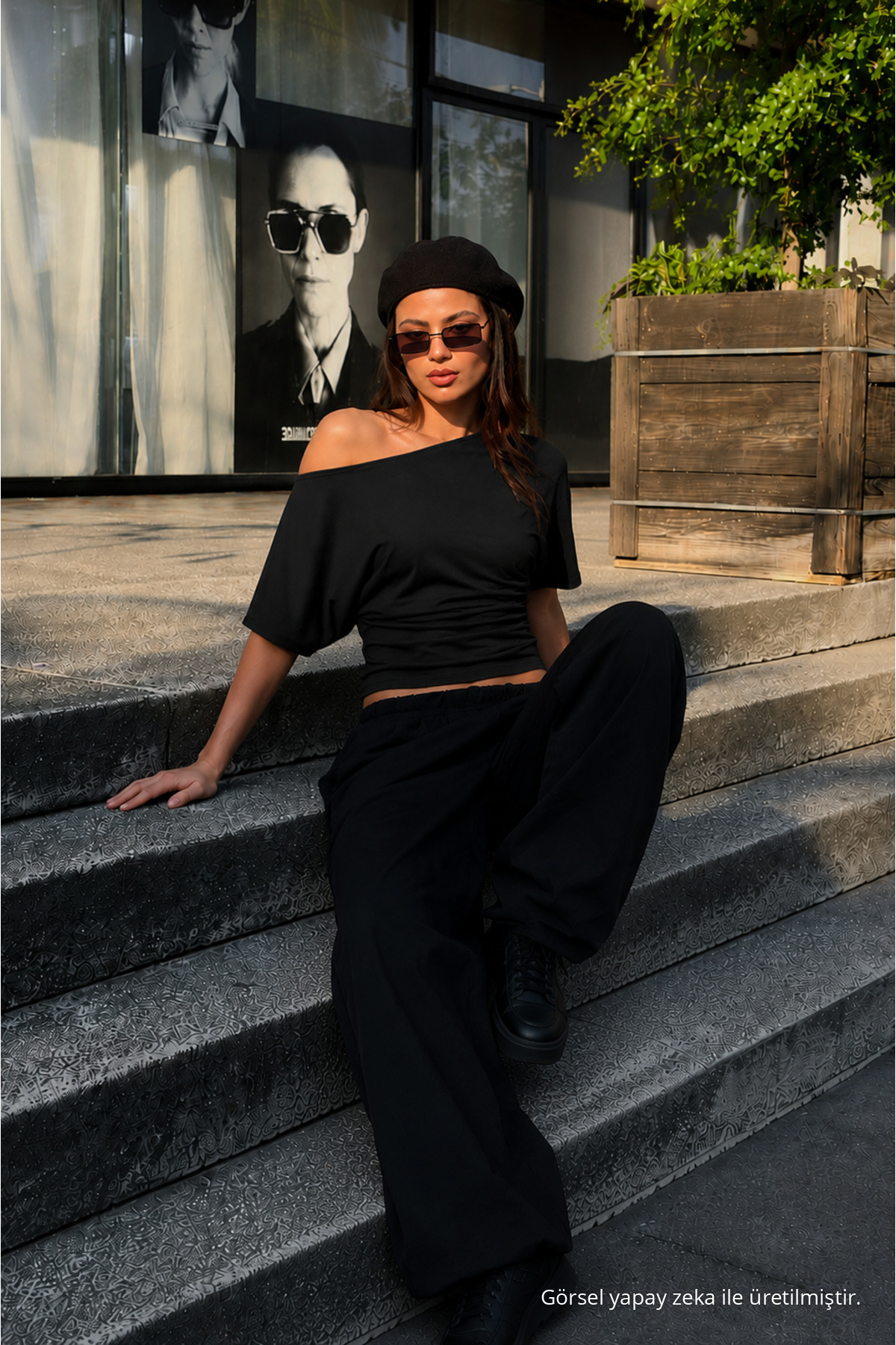 Kadın Günlük Casual Dar Siyah Crop Bluz 3