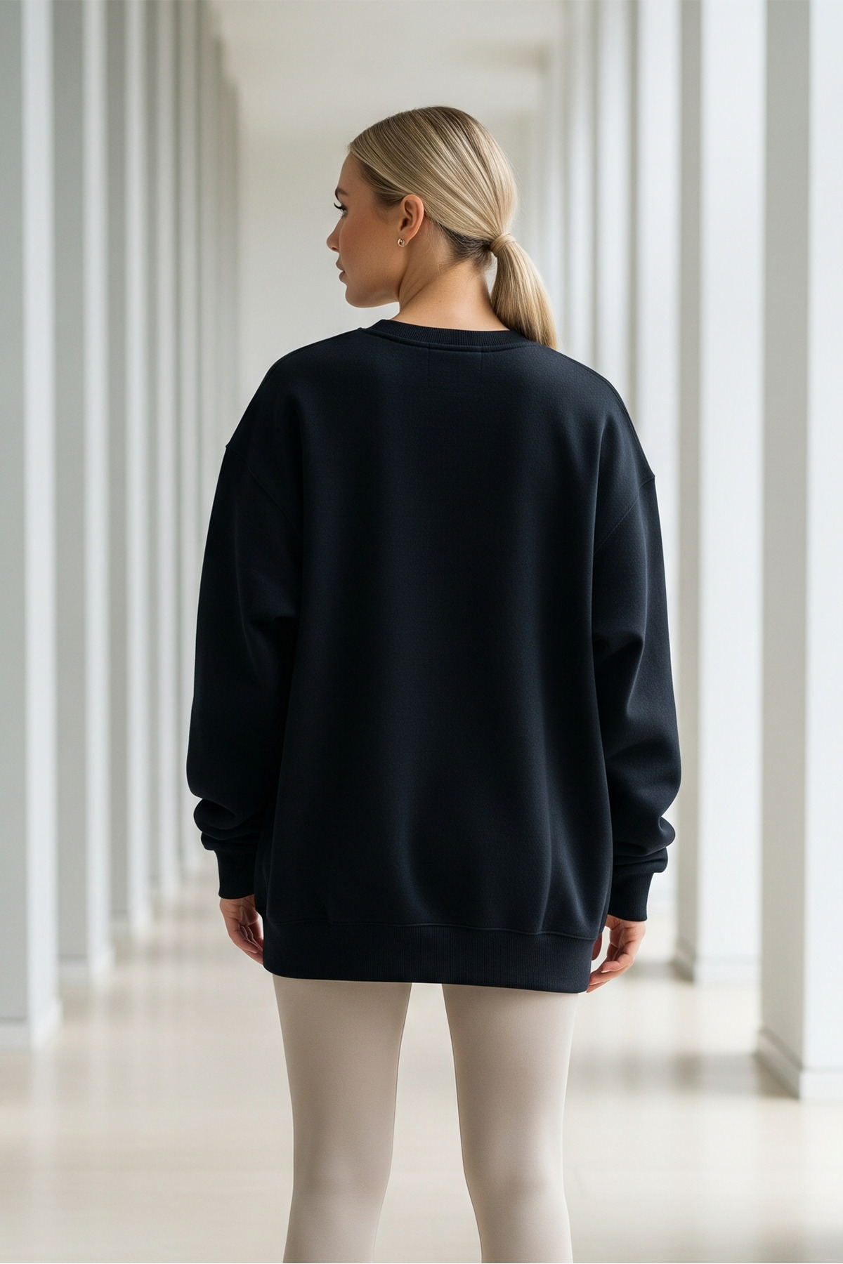 Kadın Oversize Kışlık Salaş Siyah Sweatshirt 6