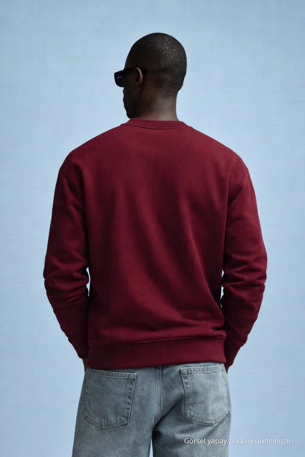 Erkek Kışlık Bordo Oversize Sweatshirt 5