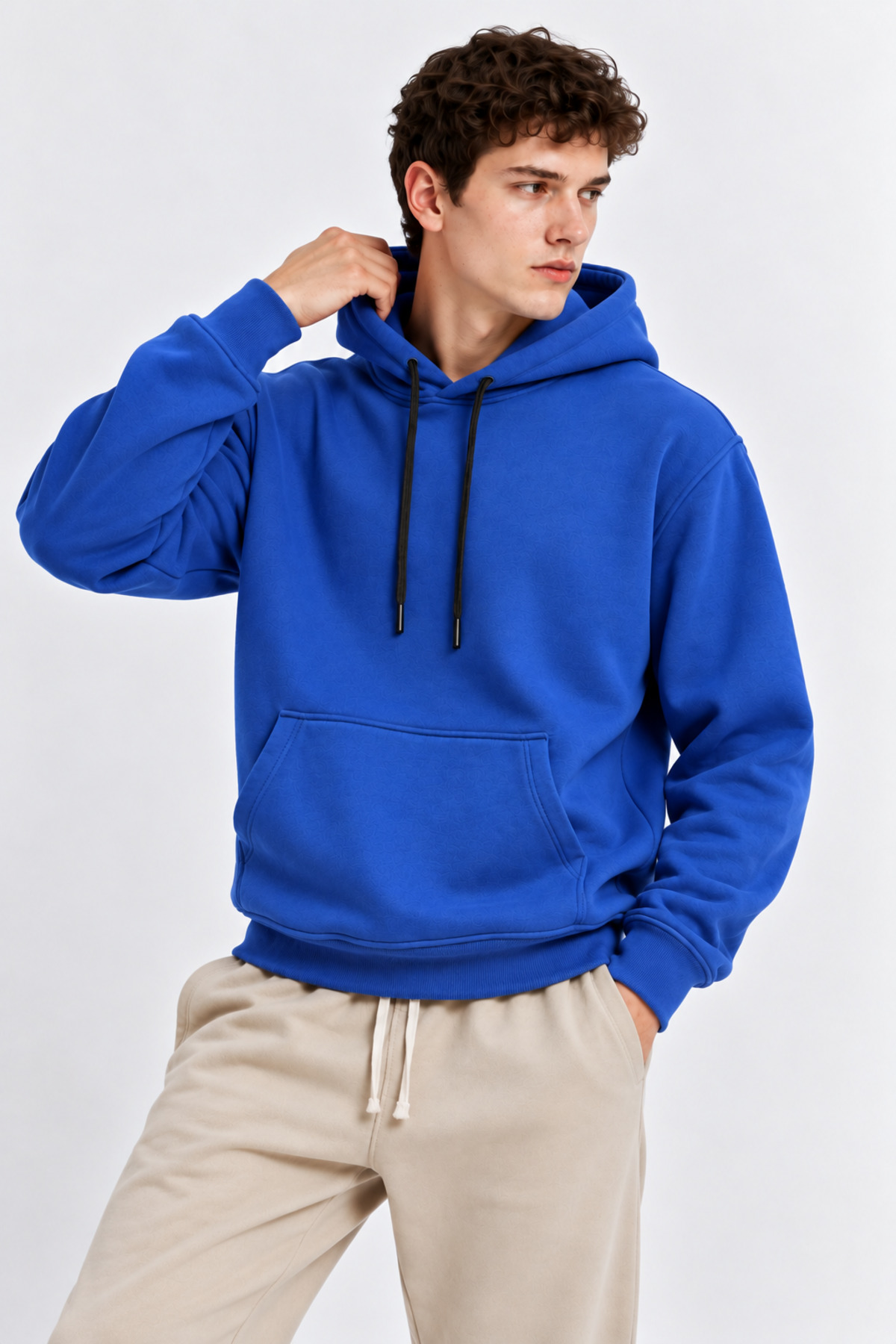 Indigo Renk Kanguru Cepli Kapüşonlu Sweatshirt 1205 İNDİGO 4