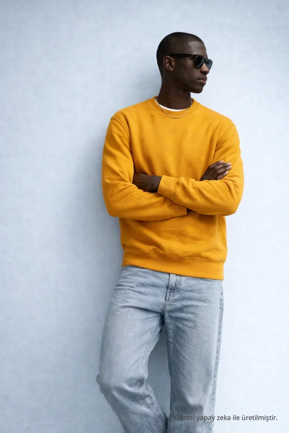 Erkek Kışlık Hardal Oversize Sweatshirt 4