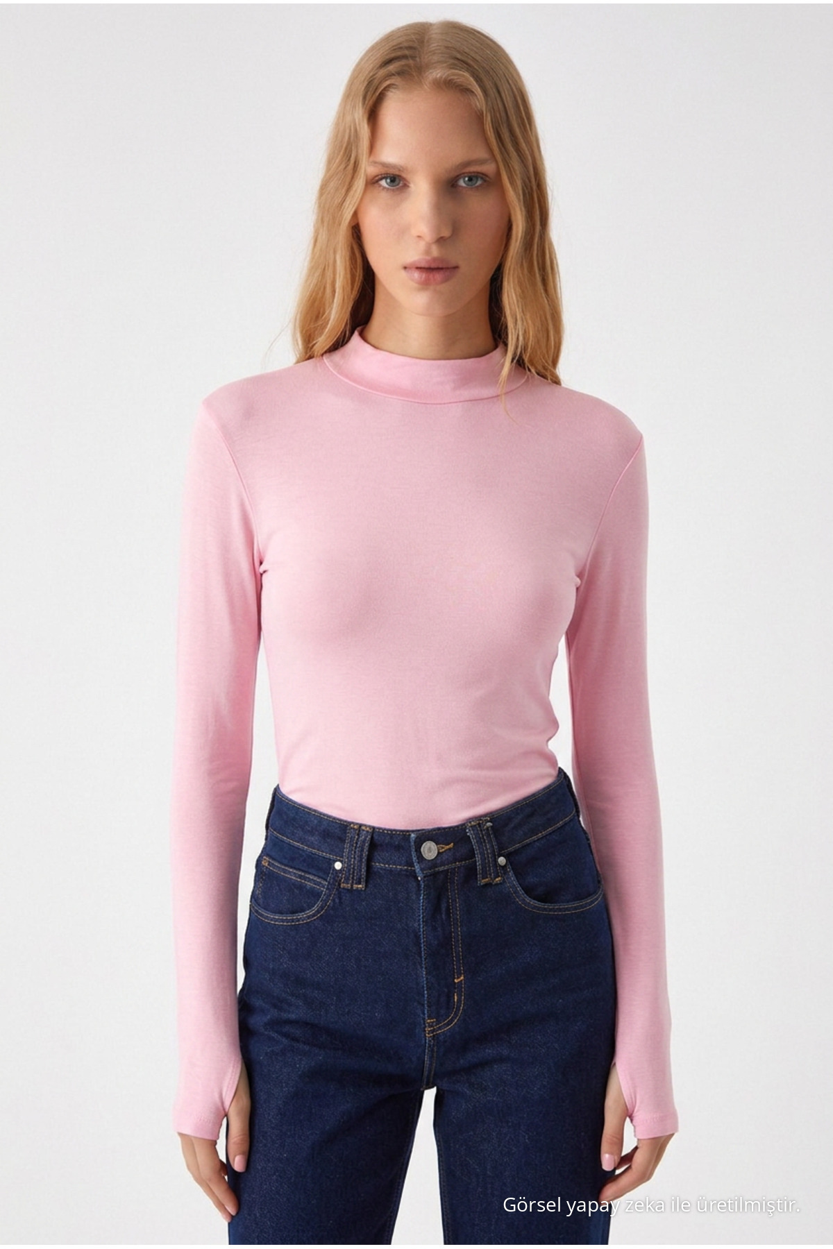 Kadın Dar Kalıp Reglan Kol Pembe Örme Bluz 4