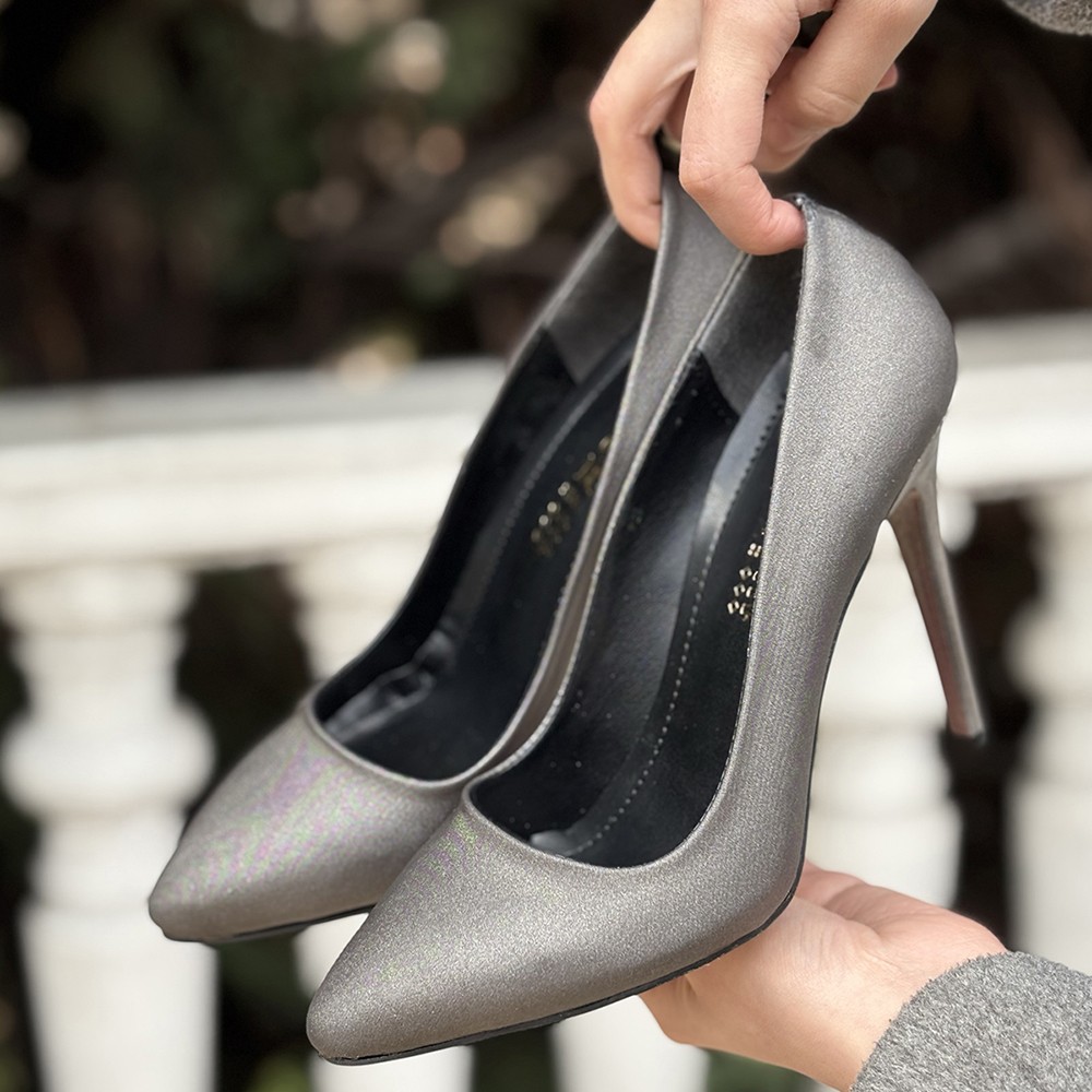 Hillar Platin Saten Stiletto Ayakkabı 4