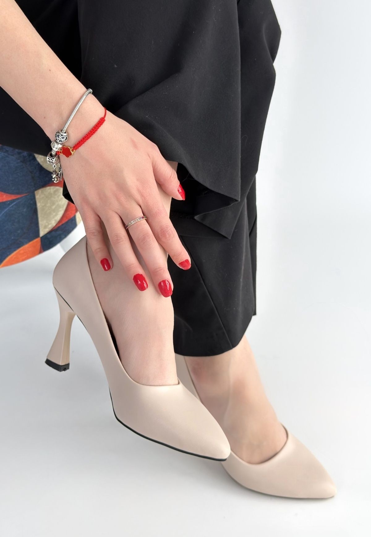 Ulba Bej Cilt Stiletto Ayakkabı 3