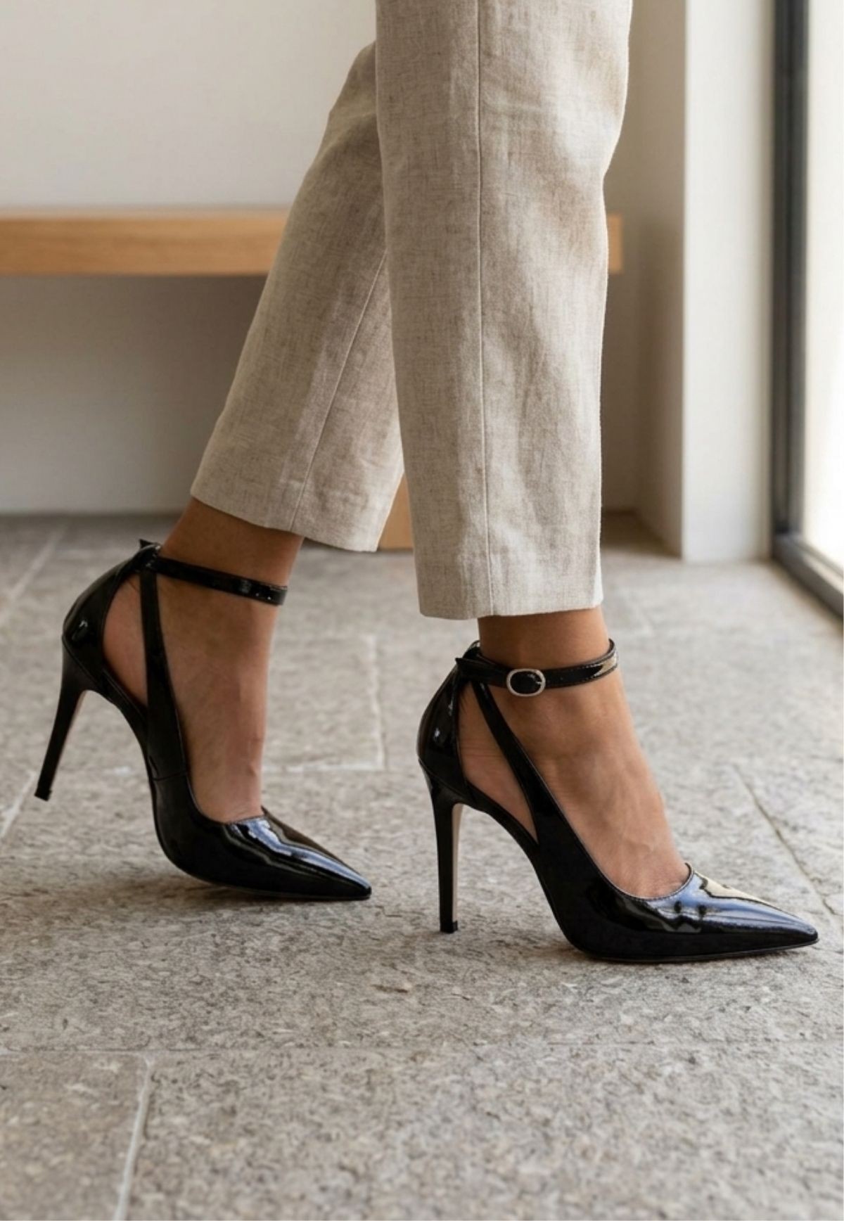 Wenni Siyah Rugan Stiletto Ayakkabı 4