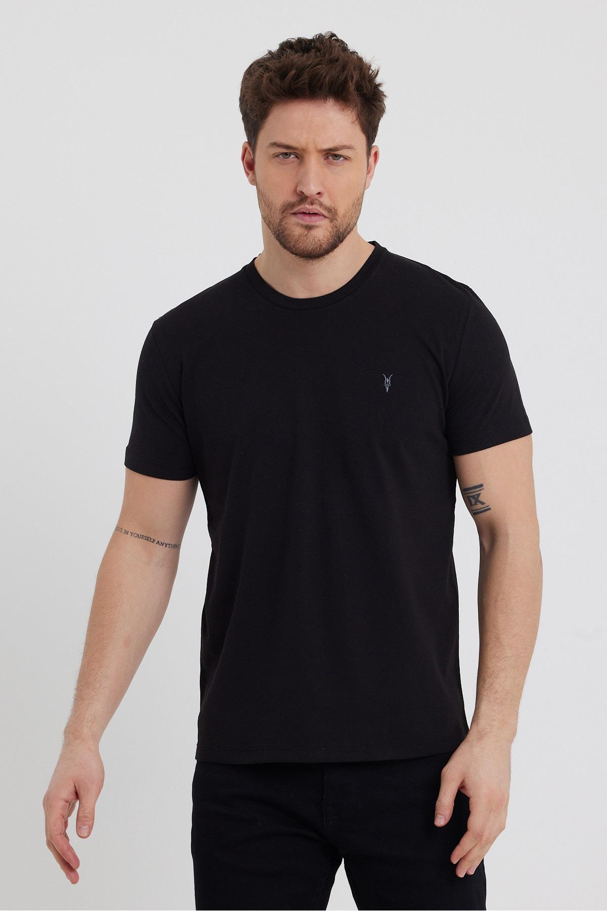 Standart Kalıp Basic 5'li Paket T-shirt 1000 Siyah-Beyaz-Taş-Bordo-Haki 3