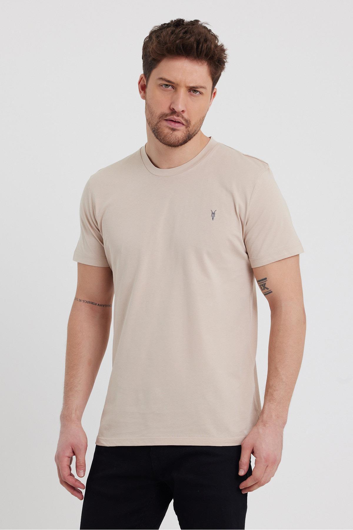 Standart Kalıp Basic 5'li Paket T-shirt 1000 Siyah-Beyaz-Taş-Bordo-Haki 5