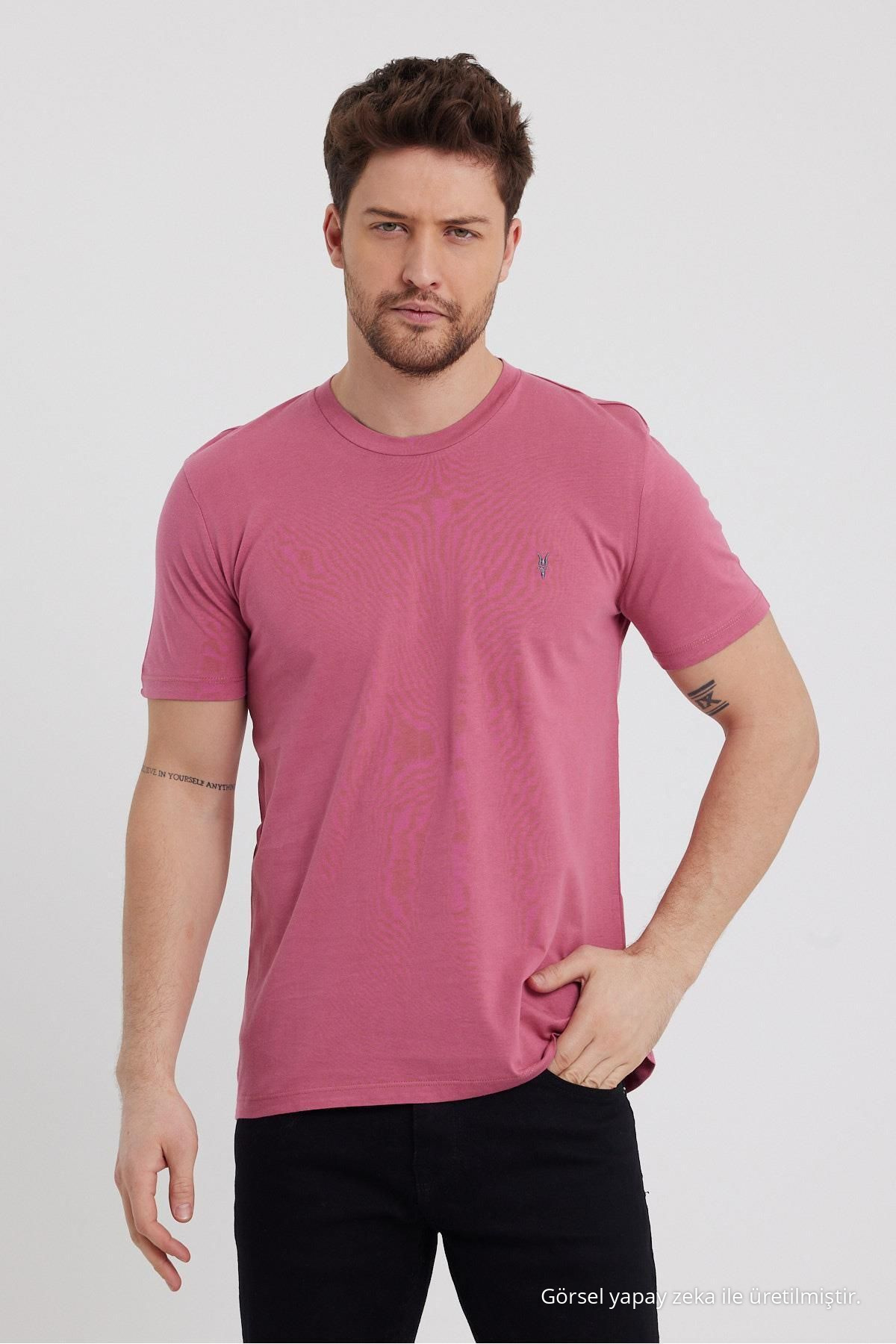 Standart Kalıp Erkek 5-li Paket T-shirt SİYAH-BEYAZ-ÇAĞLA-PUDRA-GRİ 5