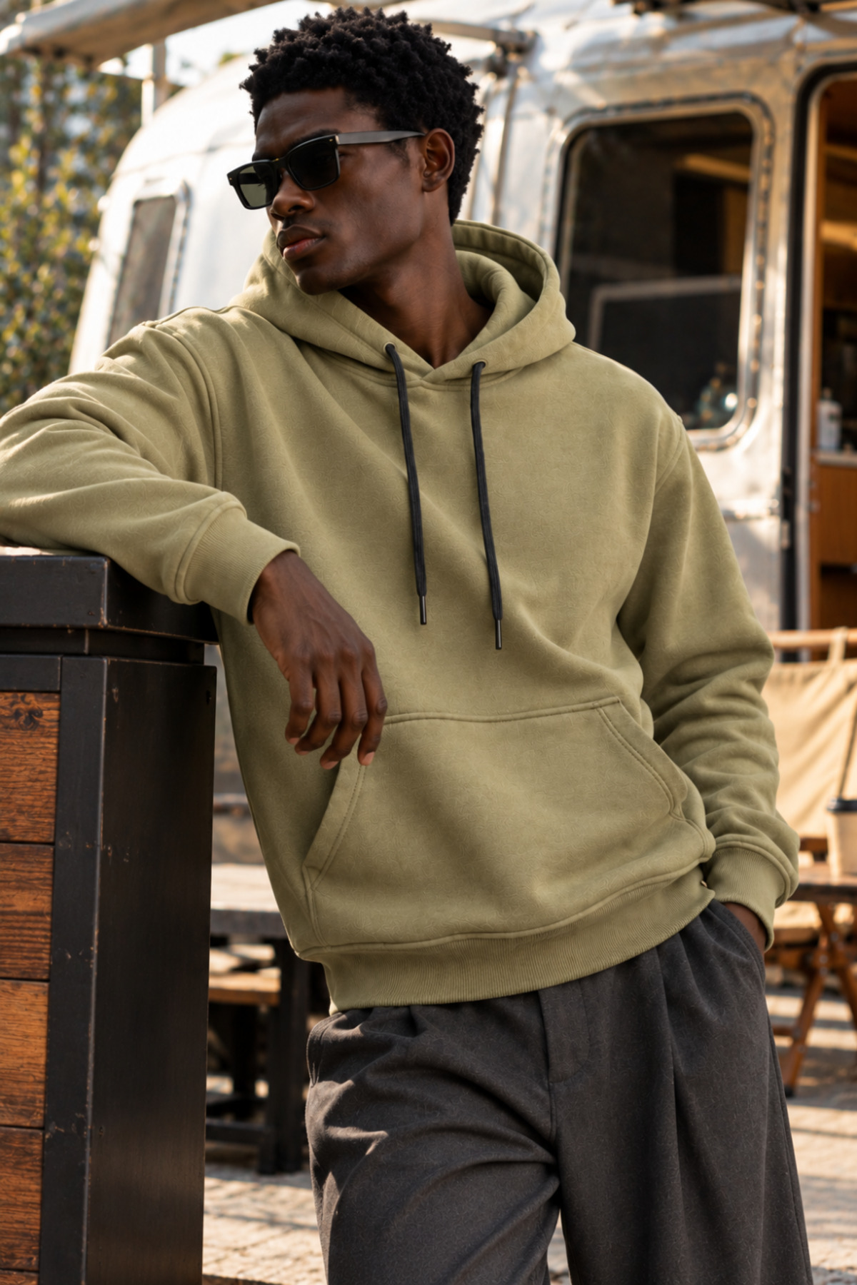 Erkek A.Haki Kapüşonlu Sweatshirt 5