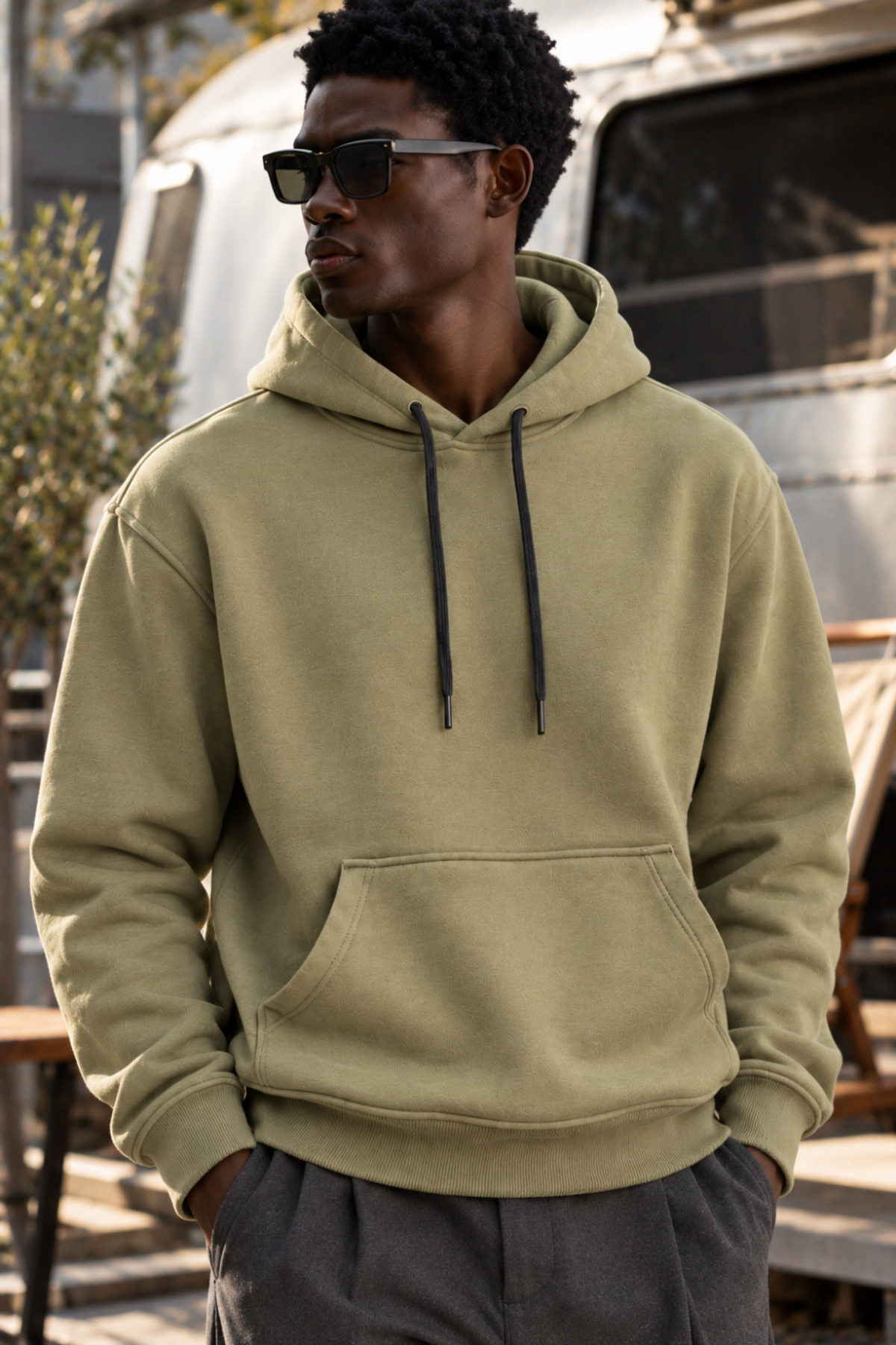 Erkek A.Haki Kapüşonlu Sweatshirt 3