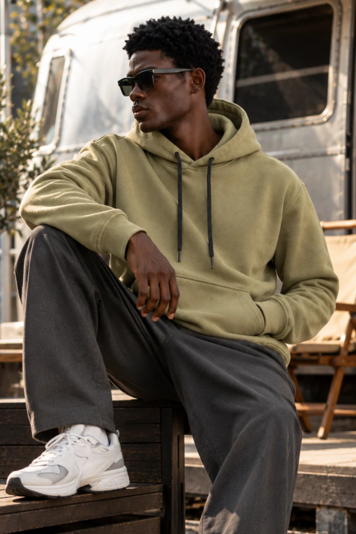 Erkek A.Haki Kapüşonlu Sweatshirt 4