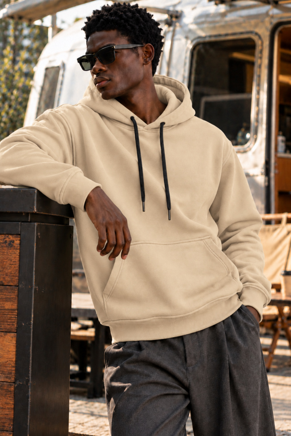 Erkek Bejj Kapüşonlu Sweatshirt 5