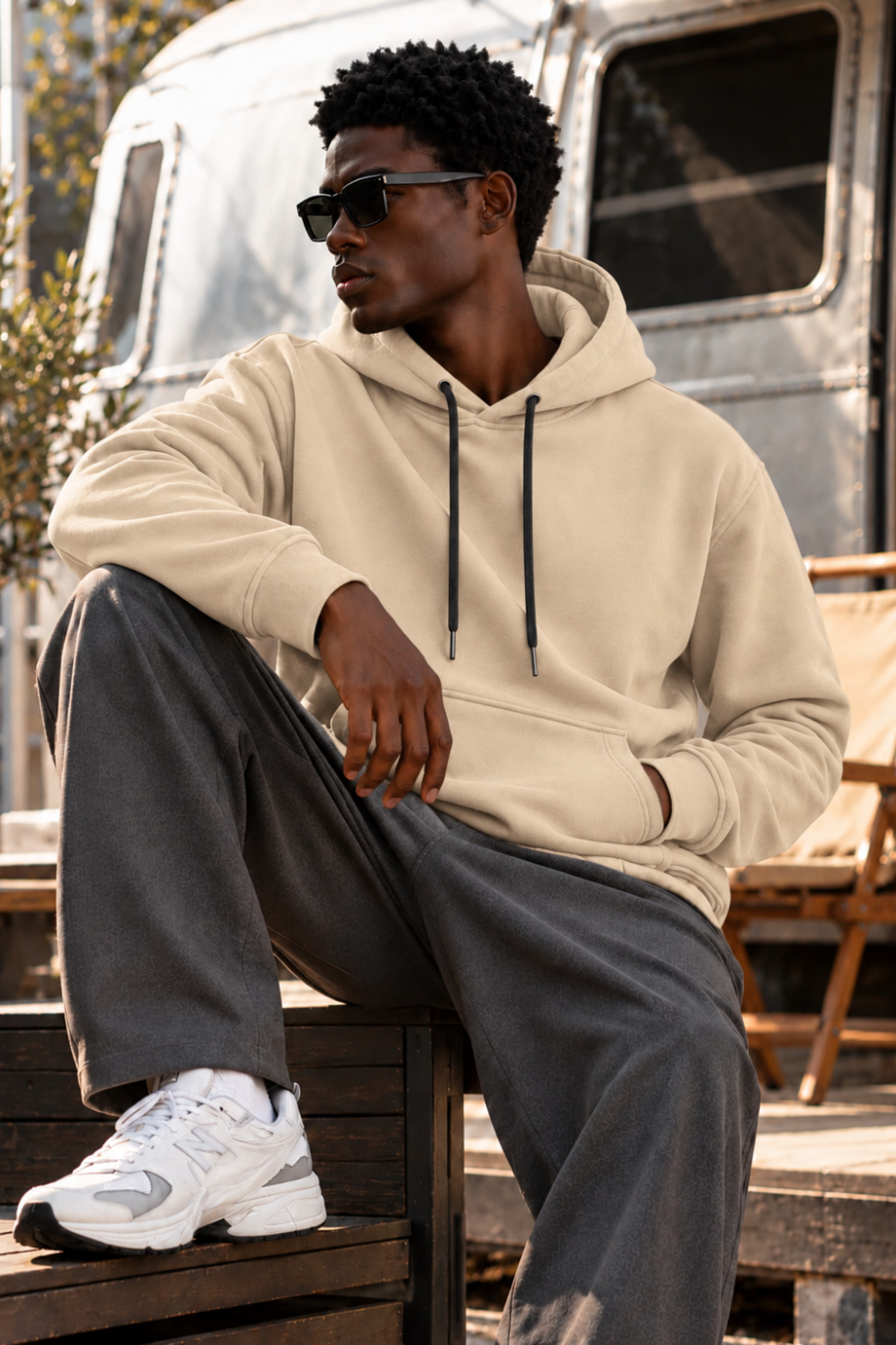 Erkek Bejj Kapüşonlu Sweatshirt 4