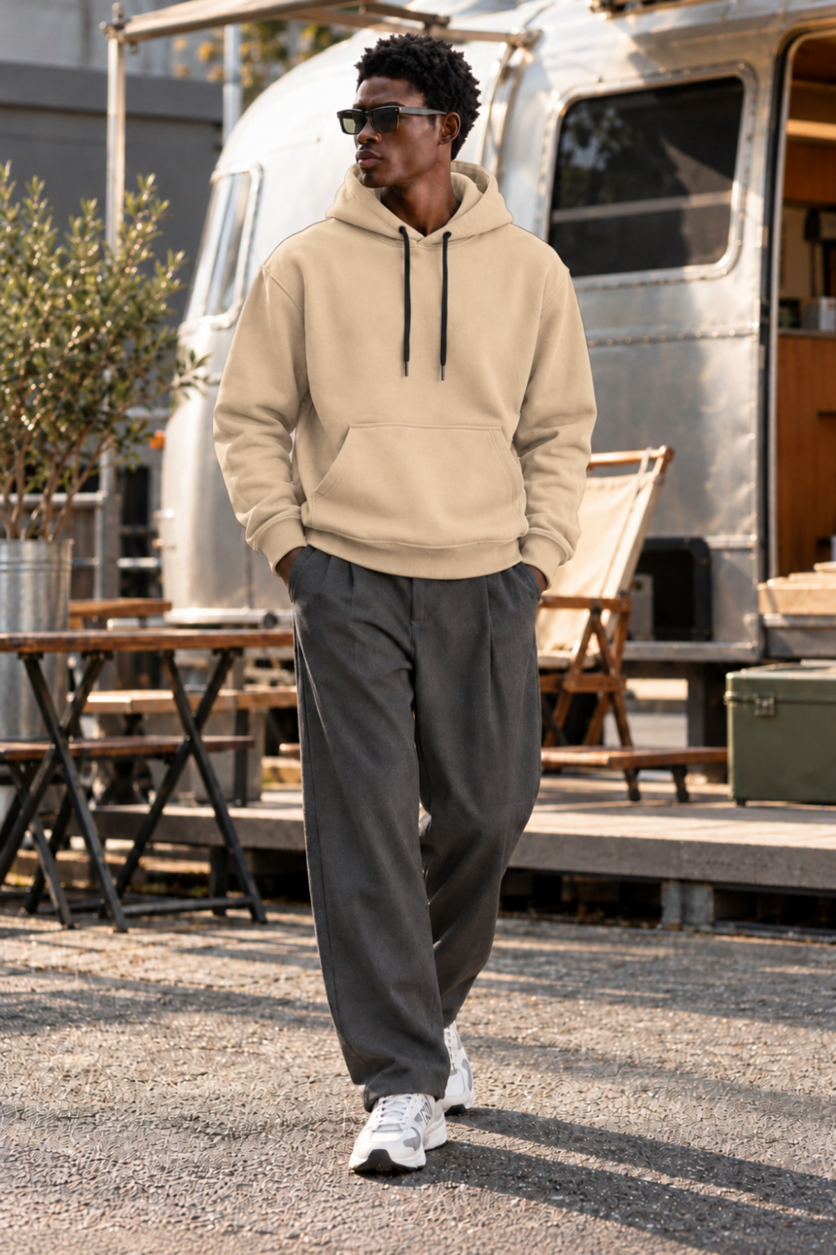 Erkek Bejj Kapüşonlu Sweatshirt 6