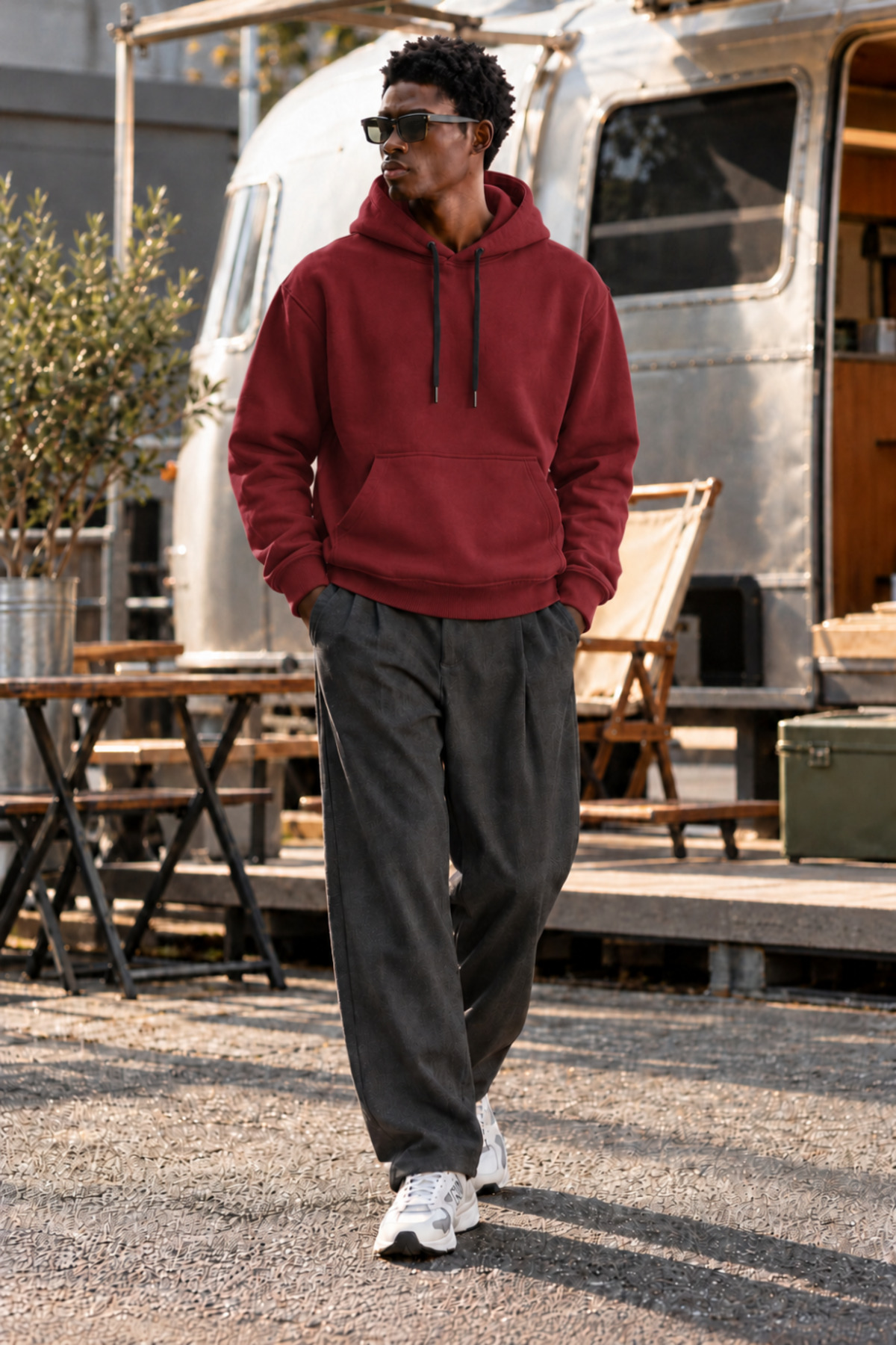 Erkek Bordo Kapüşonlu Sweatshirt 6