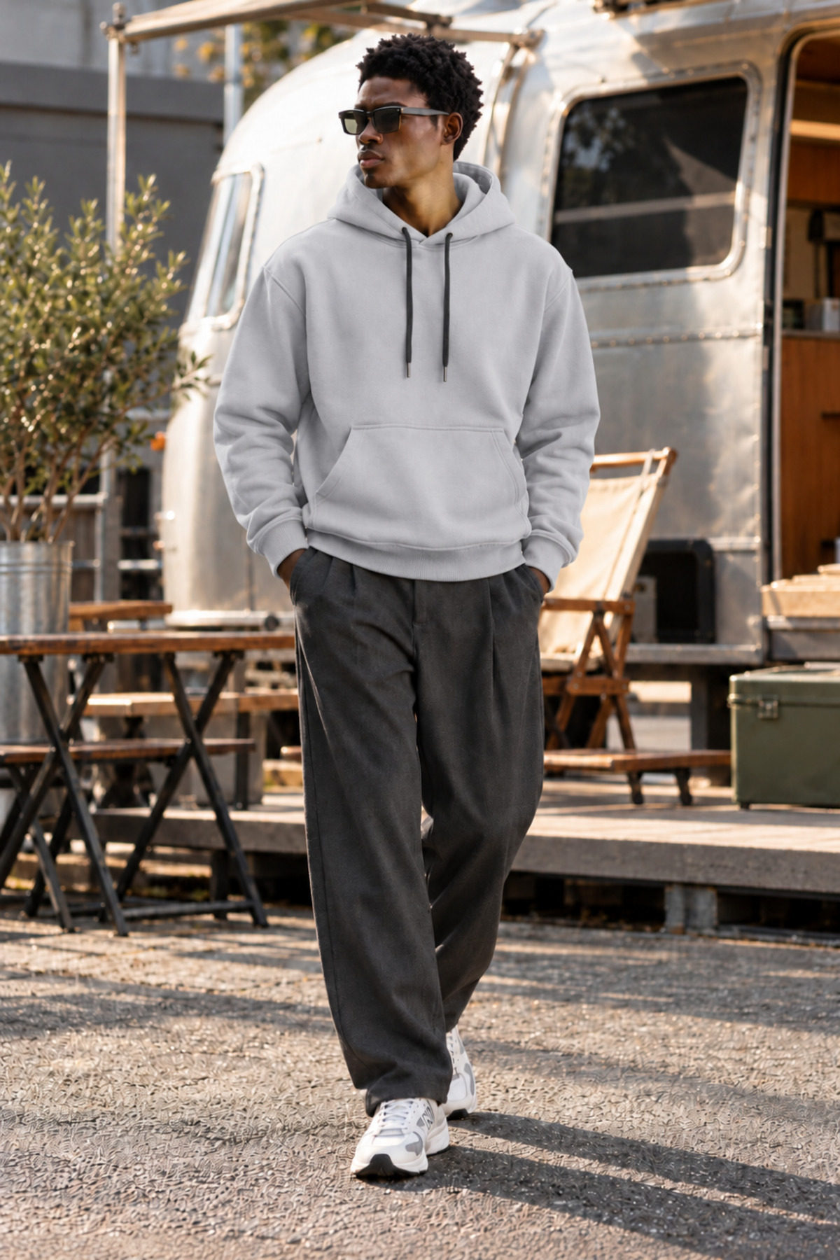 Erkek GRİ Kapüşonlu Sweatshirt 6