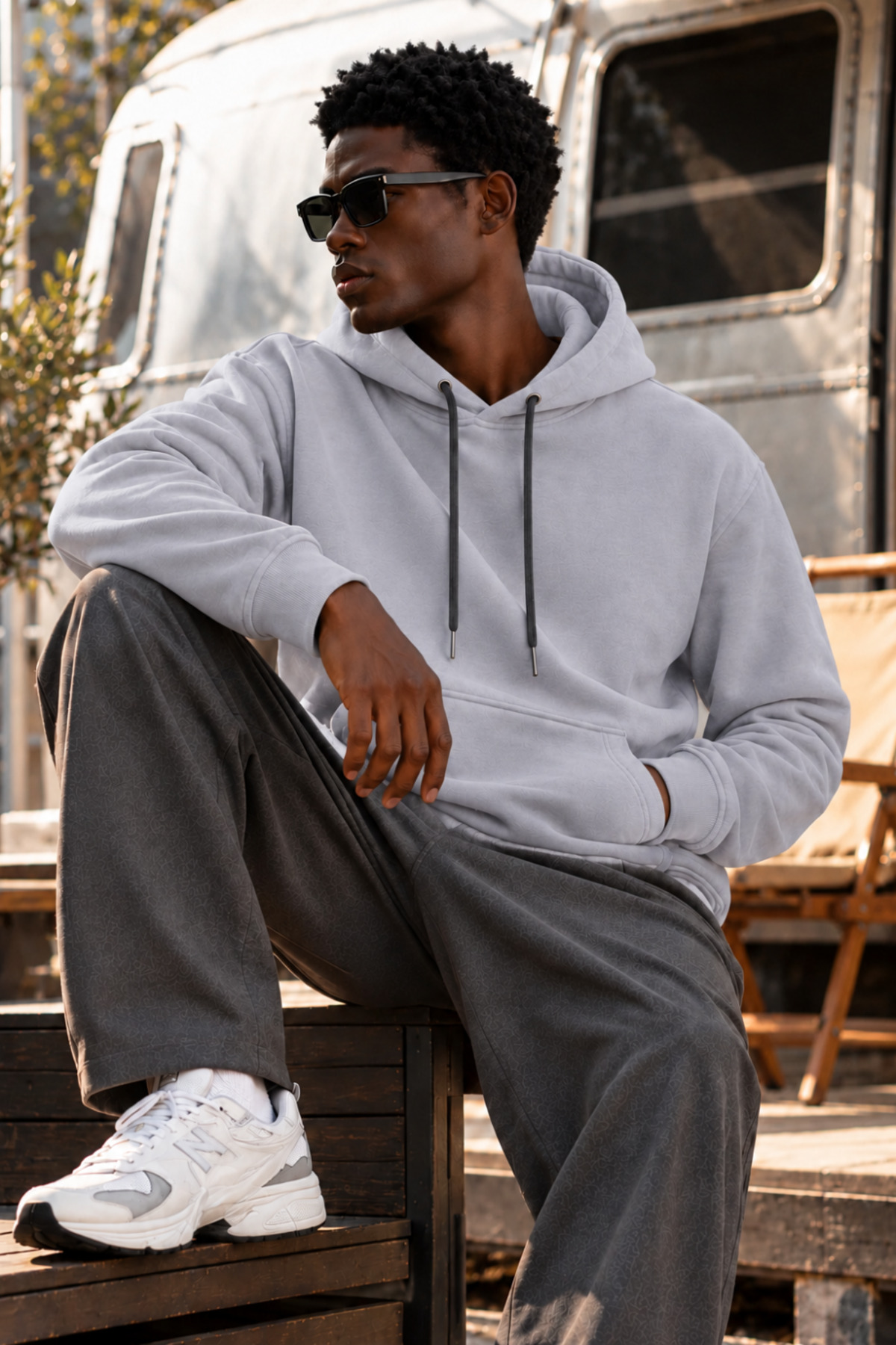 Erkek GRİ Kapüşonlu Sweatshirt 4