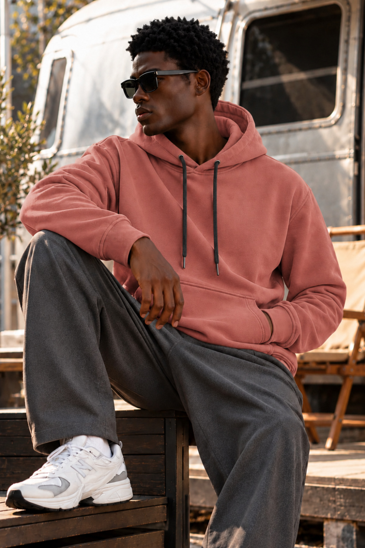 Erkek Gül Kurusu Kapüşonlu Sweatshirt 4