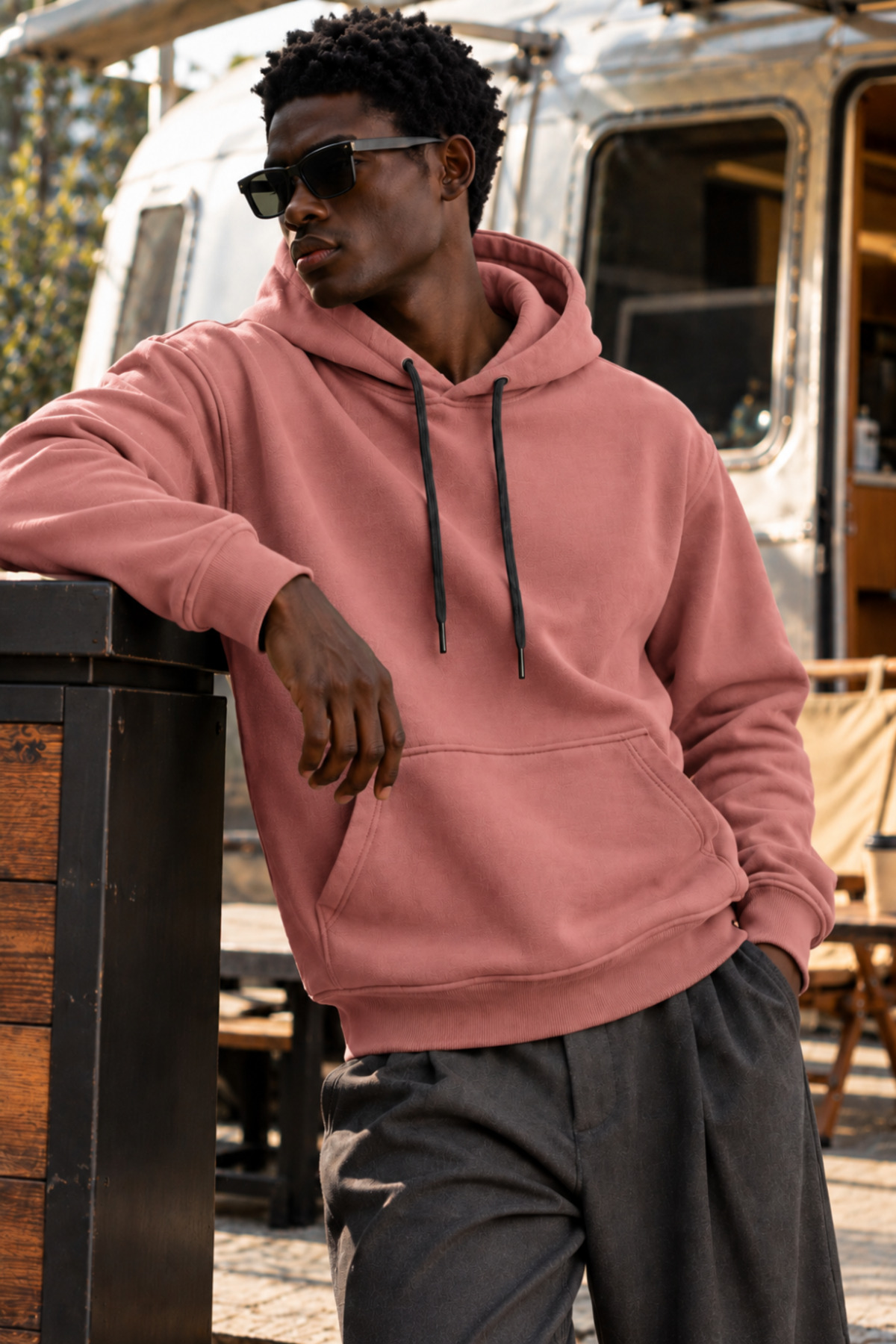 Erkek Gül Kurusu Kapüşonlu Sweatshirt 5