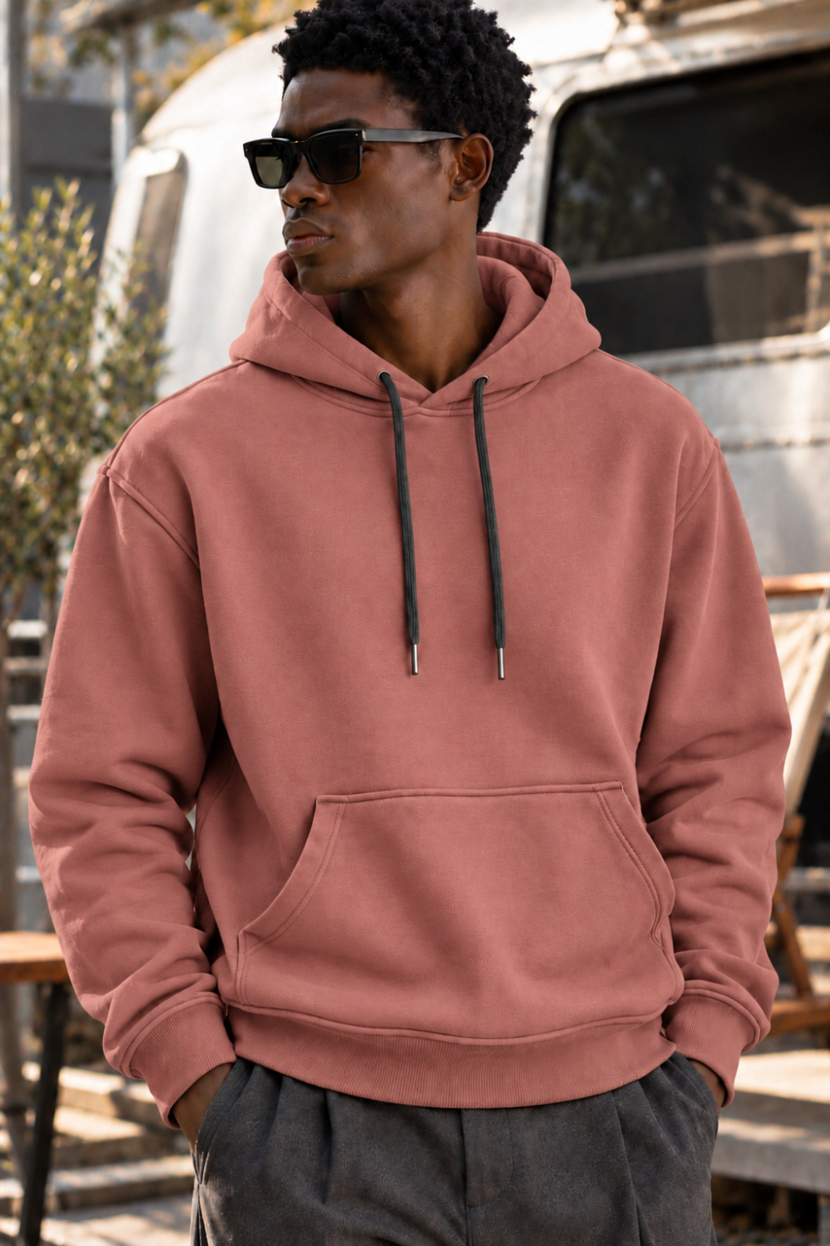 Erkek Gül Kurusu Kapüşonlu Sweatshirt 3