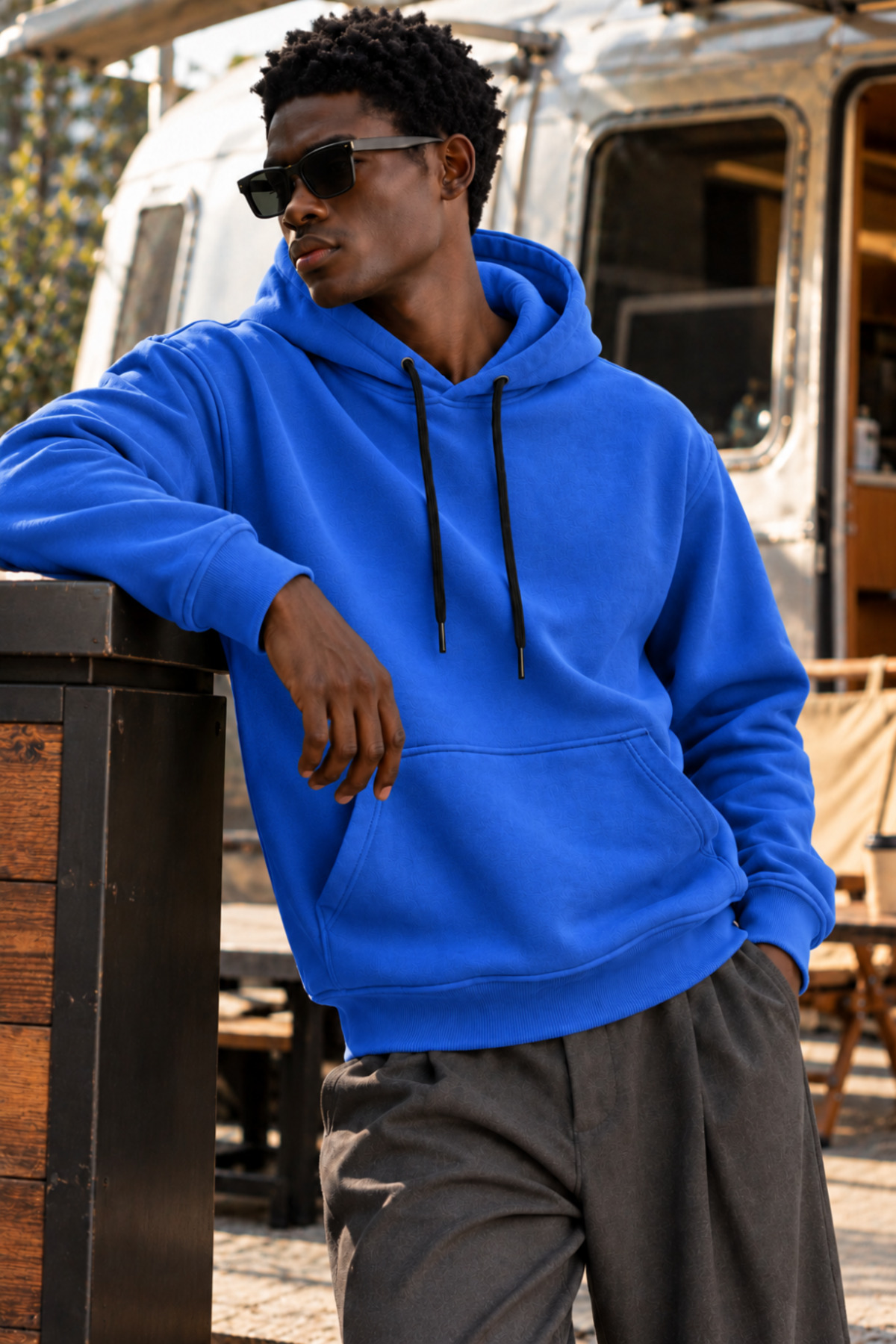 Erkek İNDİGO Kapüşonlu Sweatshirt 5