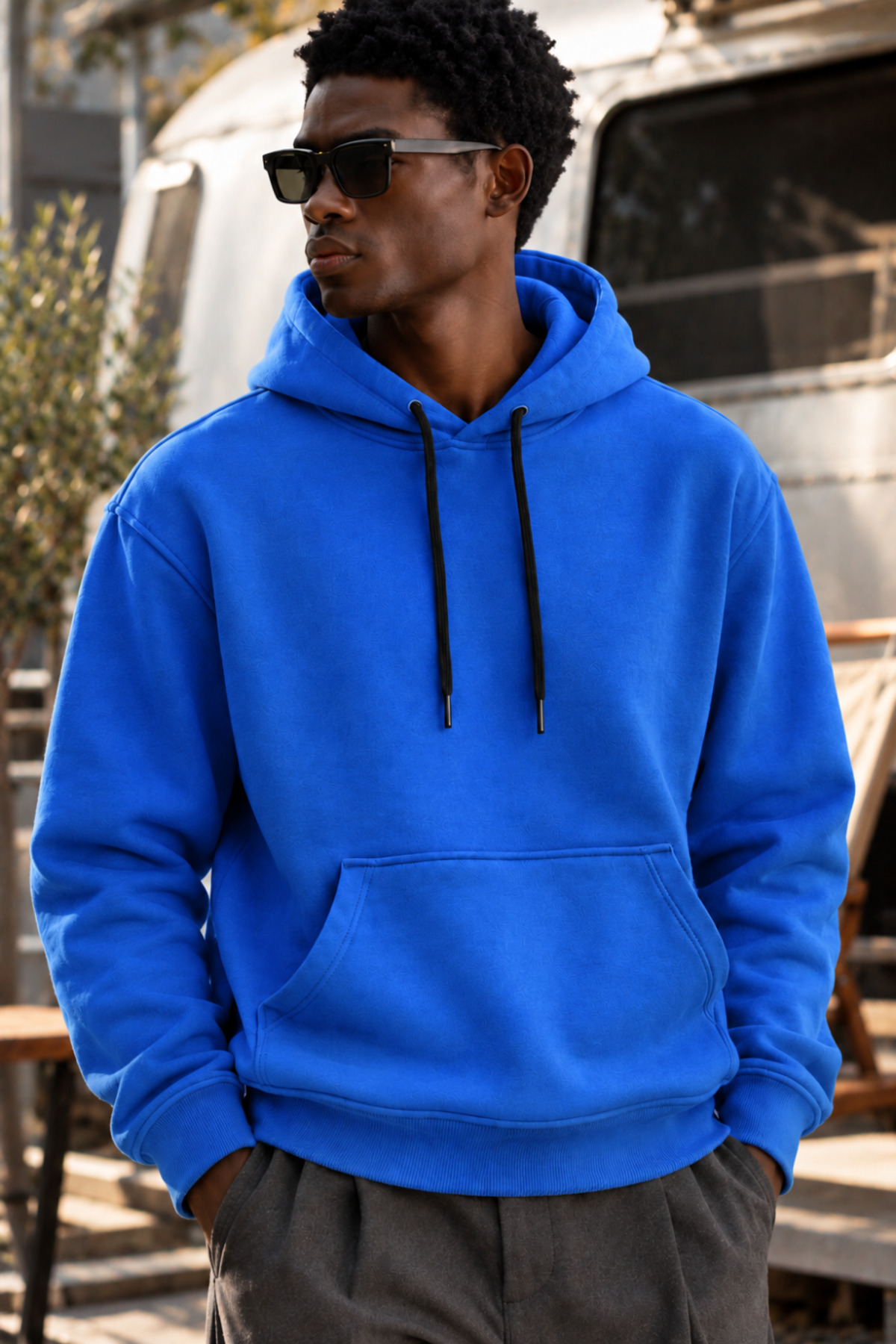 Erkek İNDİGO Kapüşonlu Sweatshirt 3