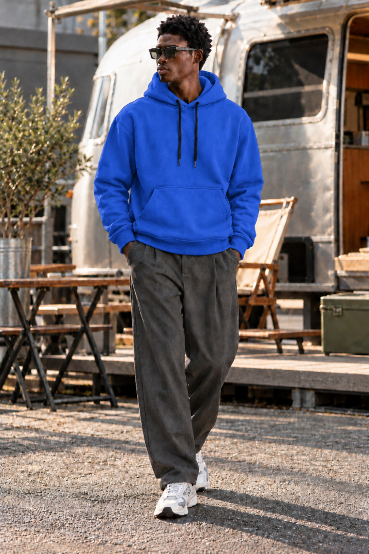 Erkek İNDİGO Kapüşonlu Sweatshirt 6