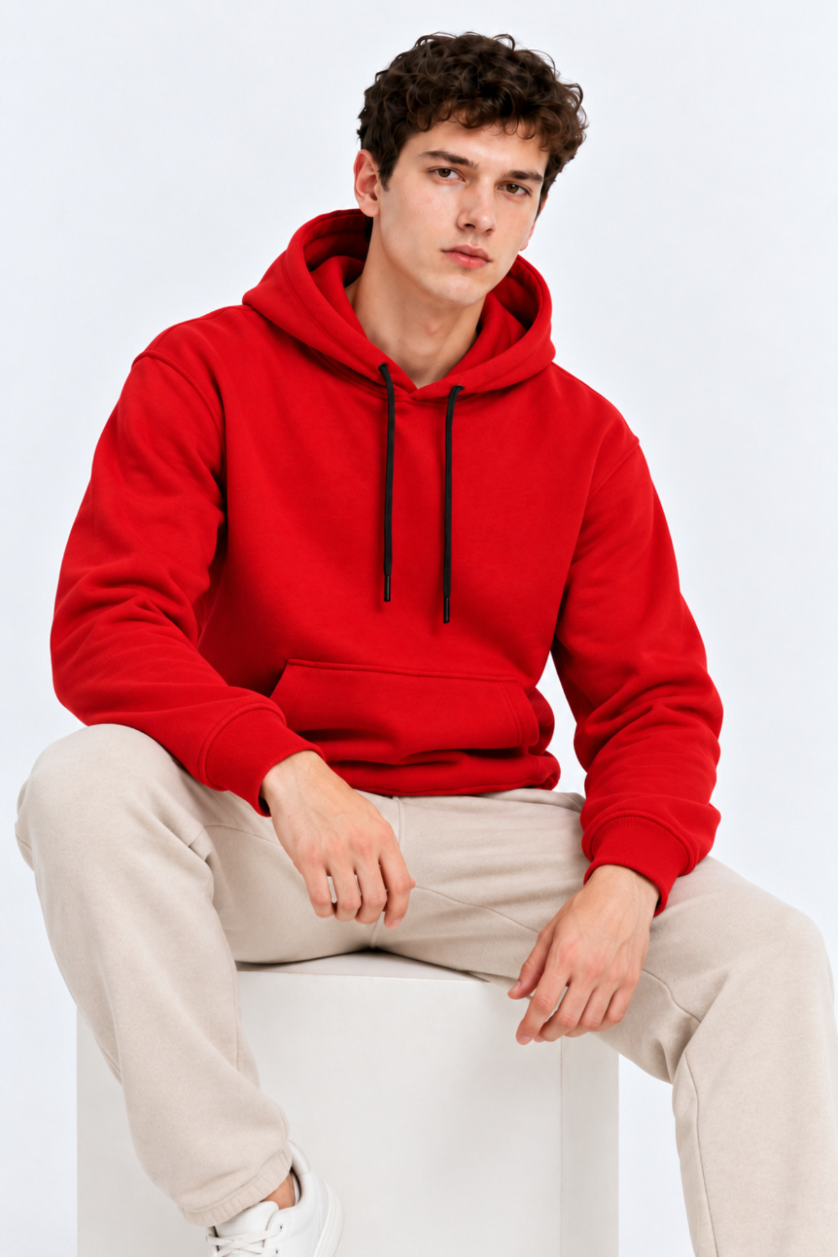 Erkek A.Kırmızı Kanguru Cep Sweatshirt 6