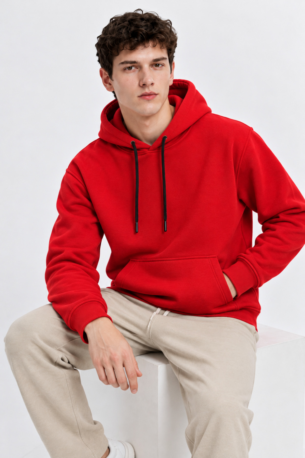 Erkek A.Kırmızı Kanguru Cep Sweatshirt 4