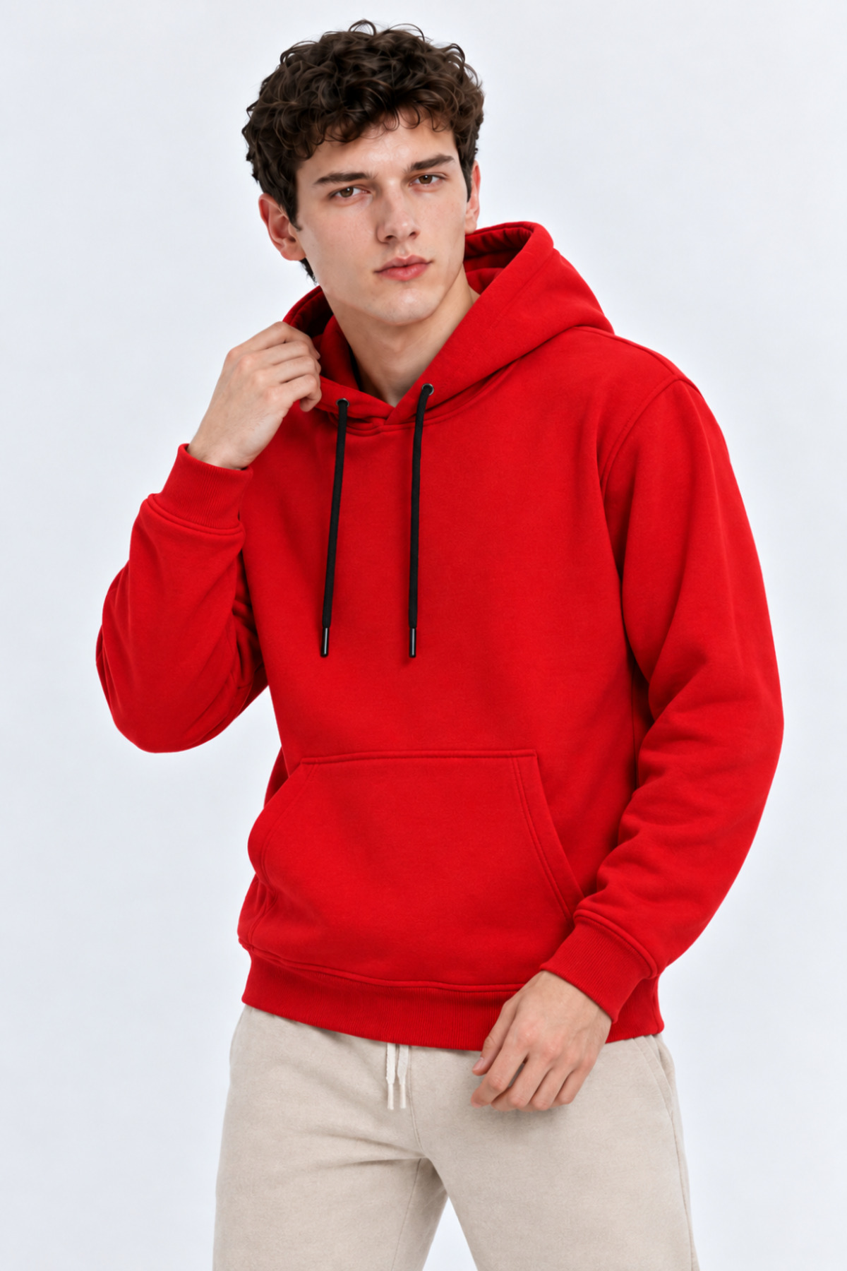 Erkek A.Kırmızı Kanguru Cep Sweatshirt 5