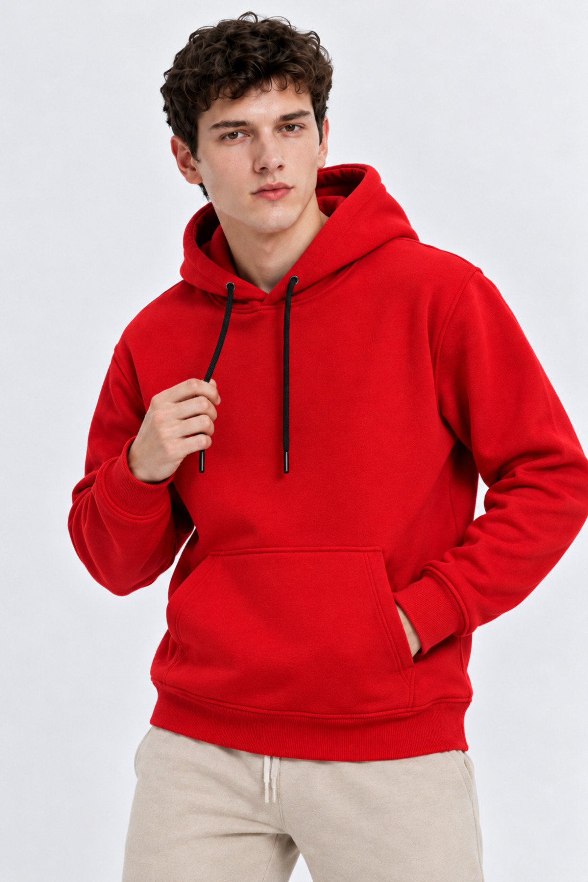 Erkek A.Kırmızı Kanguru Cep Sweatshirt 3
