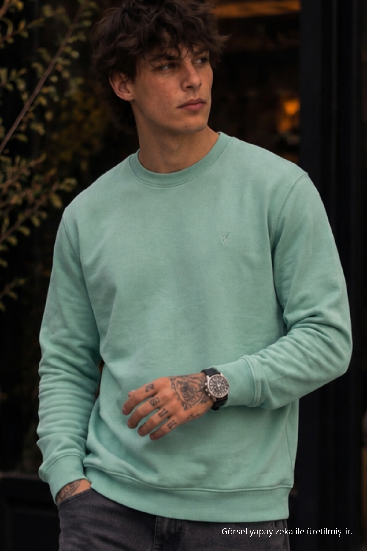Örme Kışlık Günlük Çağla Erkek Sweatshirt 6