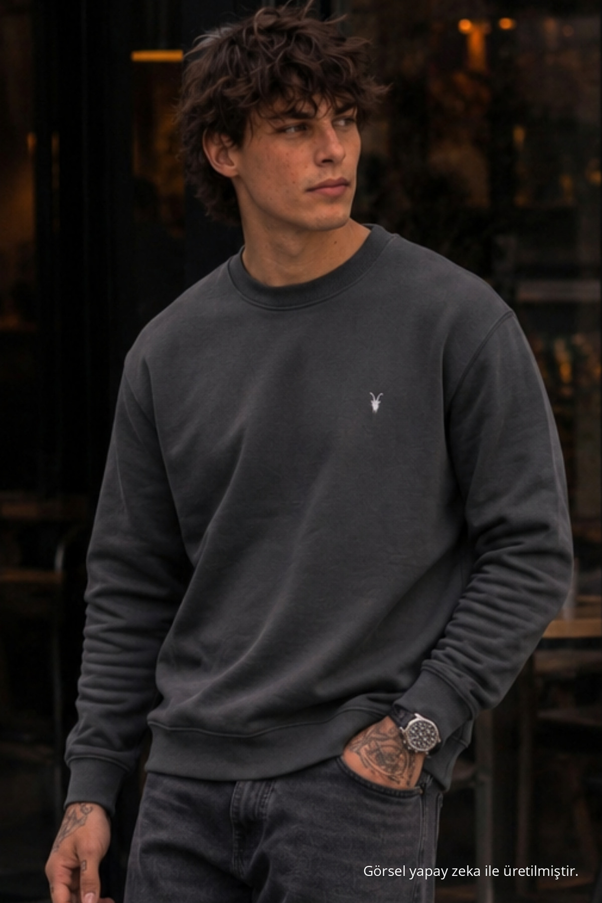 Örme Kışlık Günlük Füme Erkek Sweatshirt 6