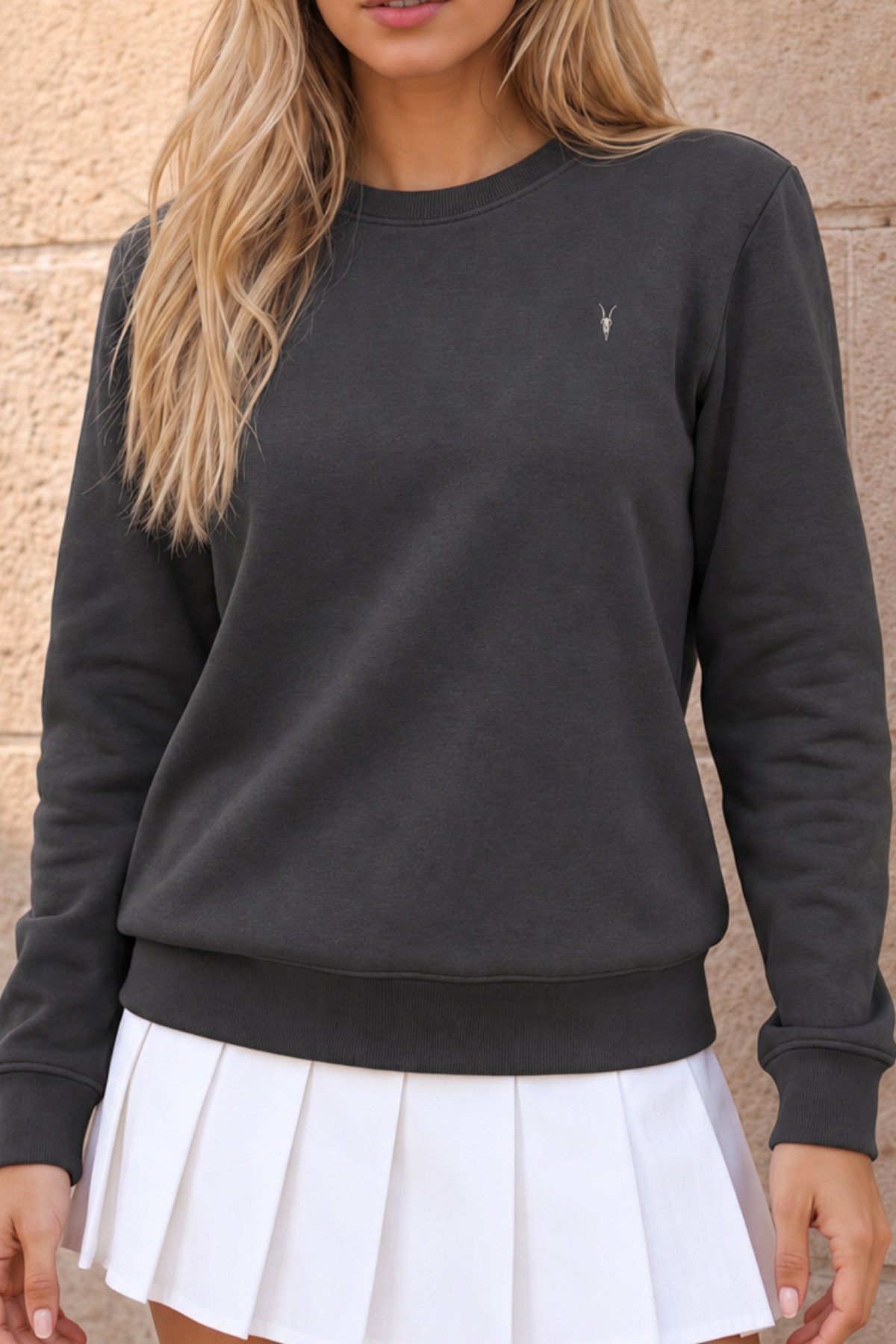 Kadın Bisiklet Yaka Mevsimlik Füme Sweatshirt 5