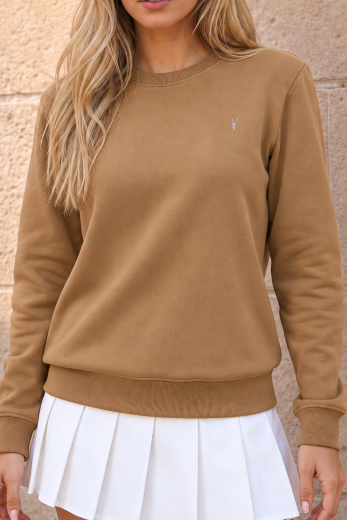 Kadın Bisiklet Yaka Mevsimlik Karamel Sweatshirt 6