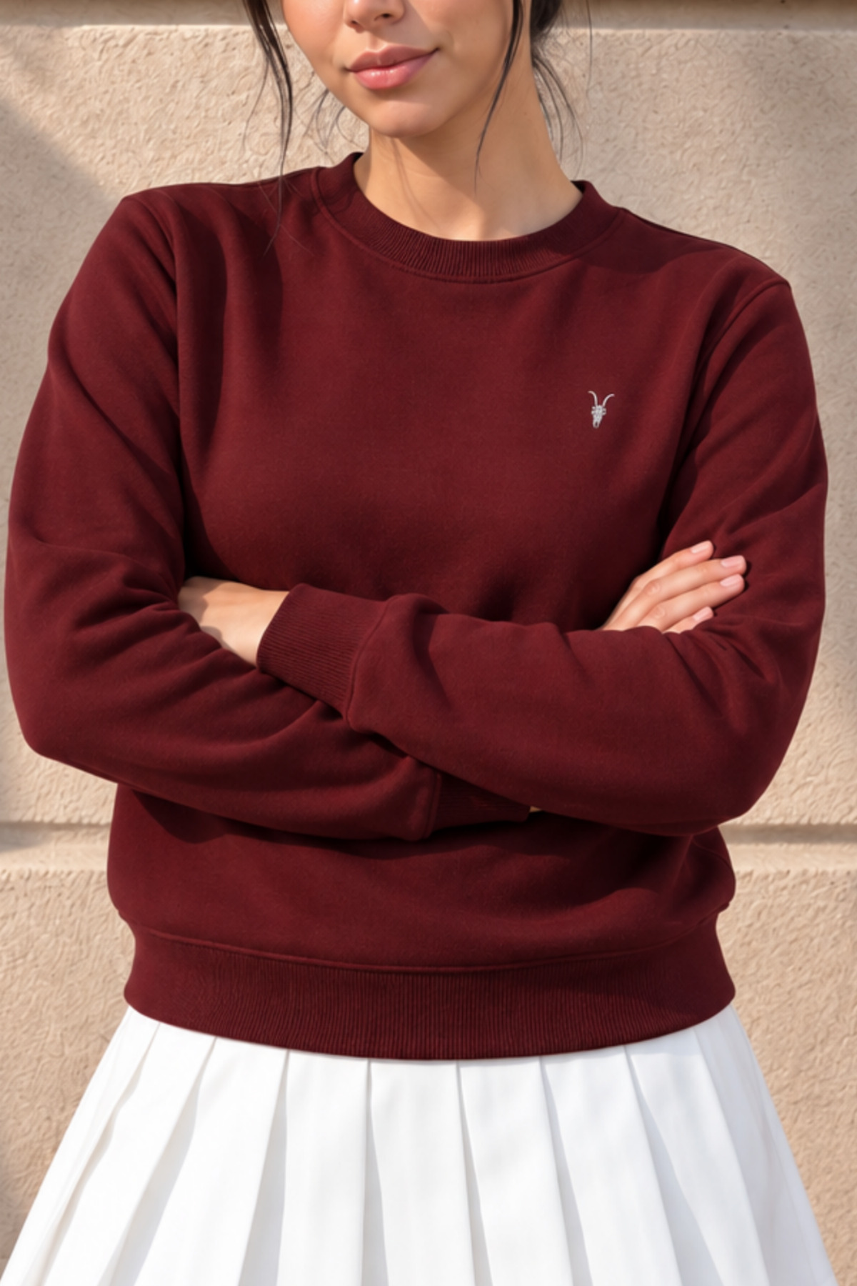 Kadın Uzun Kollu Comfort Bordo Bol Sweatshirt 6