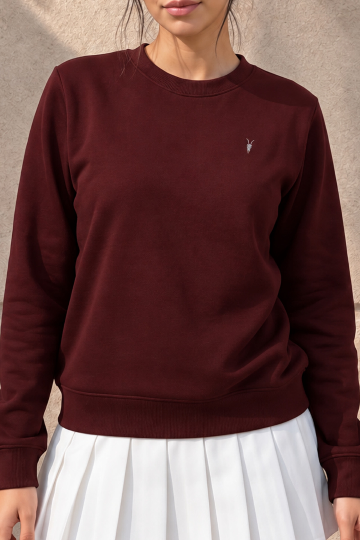 Kadın Uzun Kollu Comfort Bordo Bol Sweatshirt 5