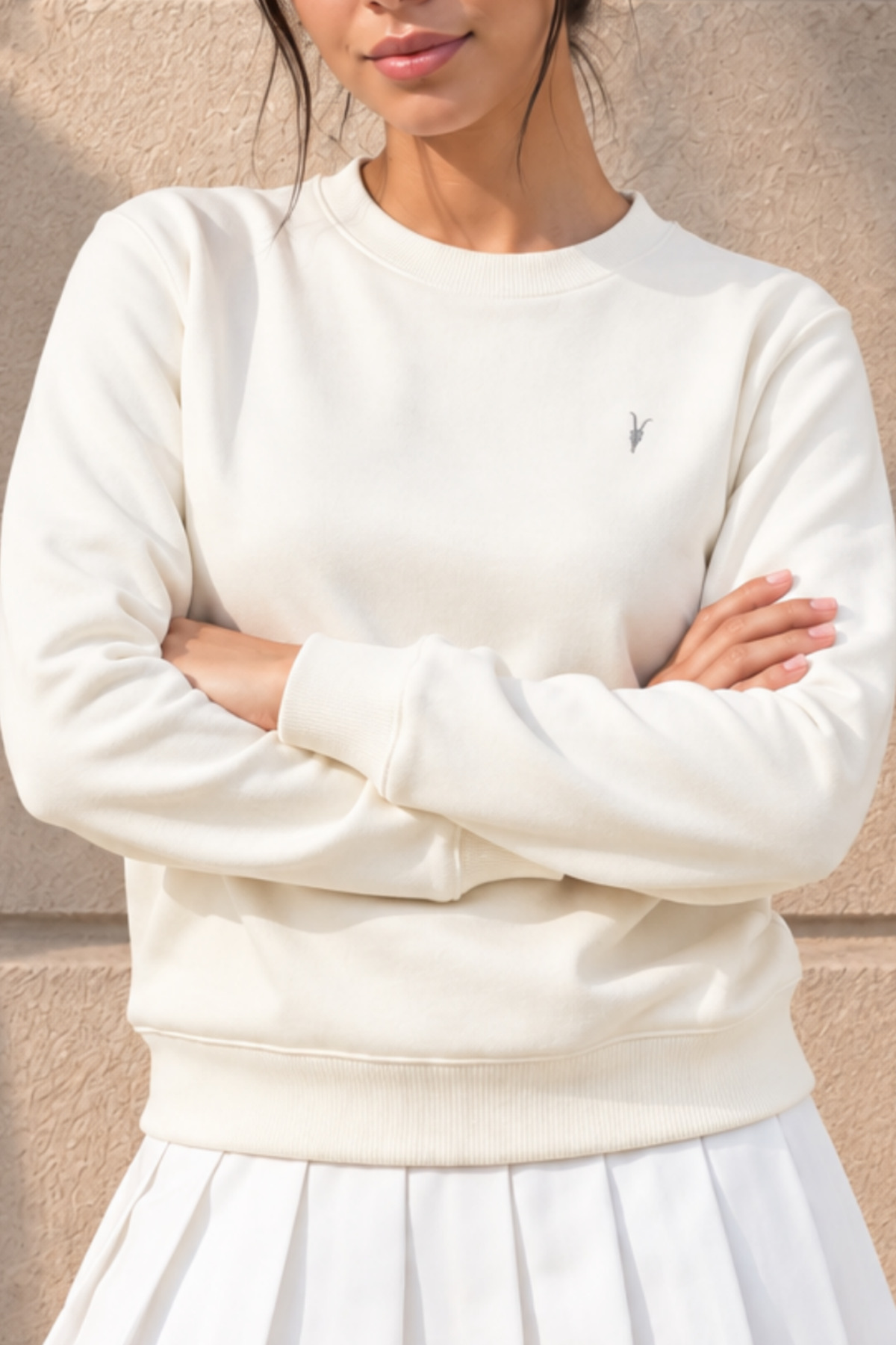 Kadın Uzun Kollu Comfort Ekru Bol Sweatshirt 6