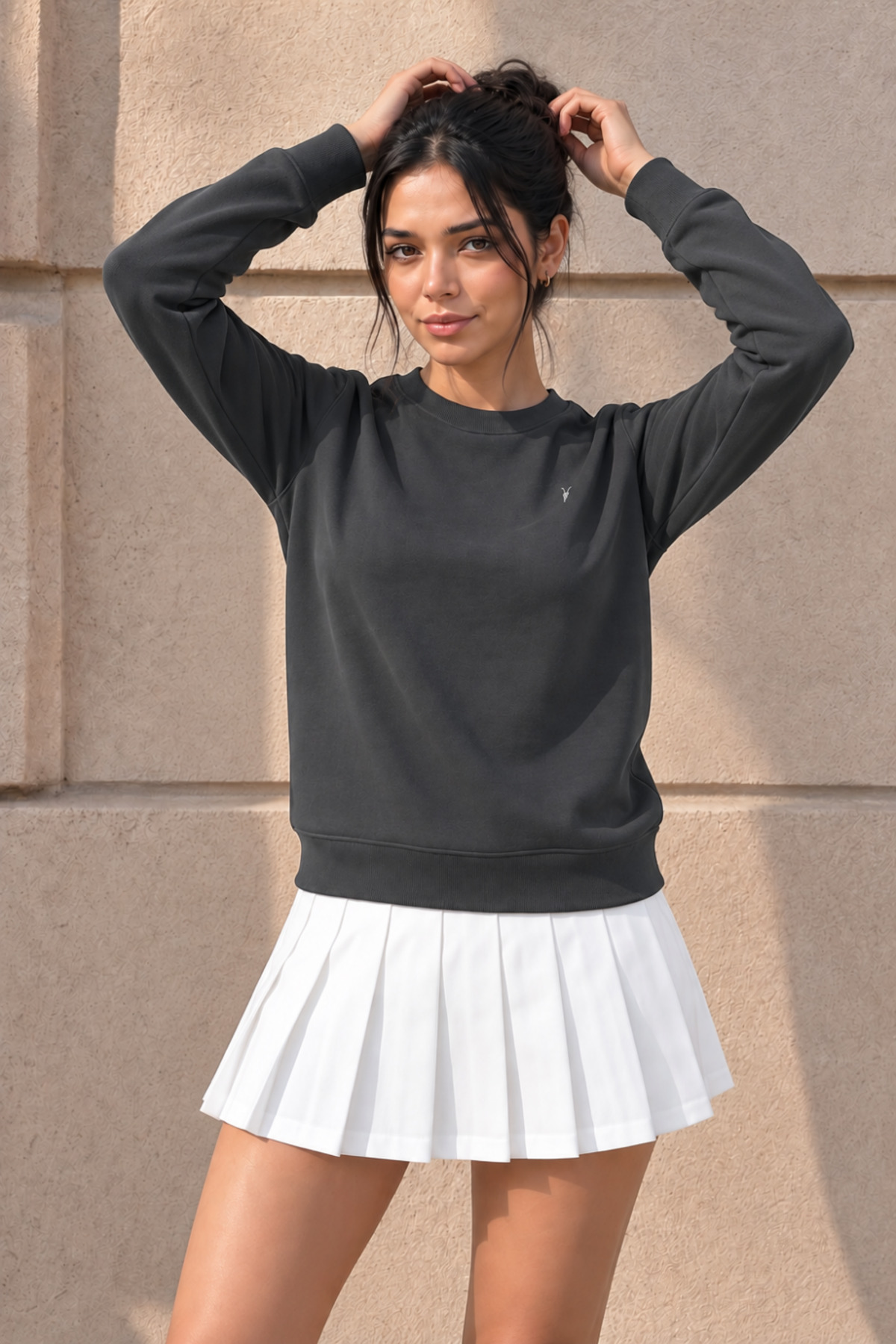 Kadın Uzun Kollu Comfort Füme Bol Sweatshirt 4